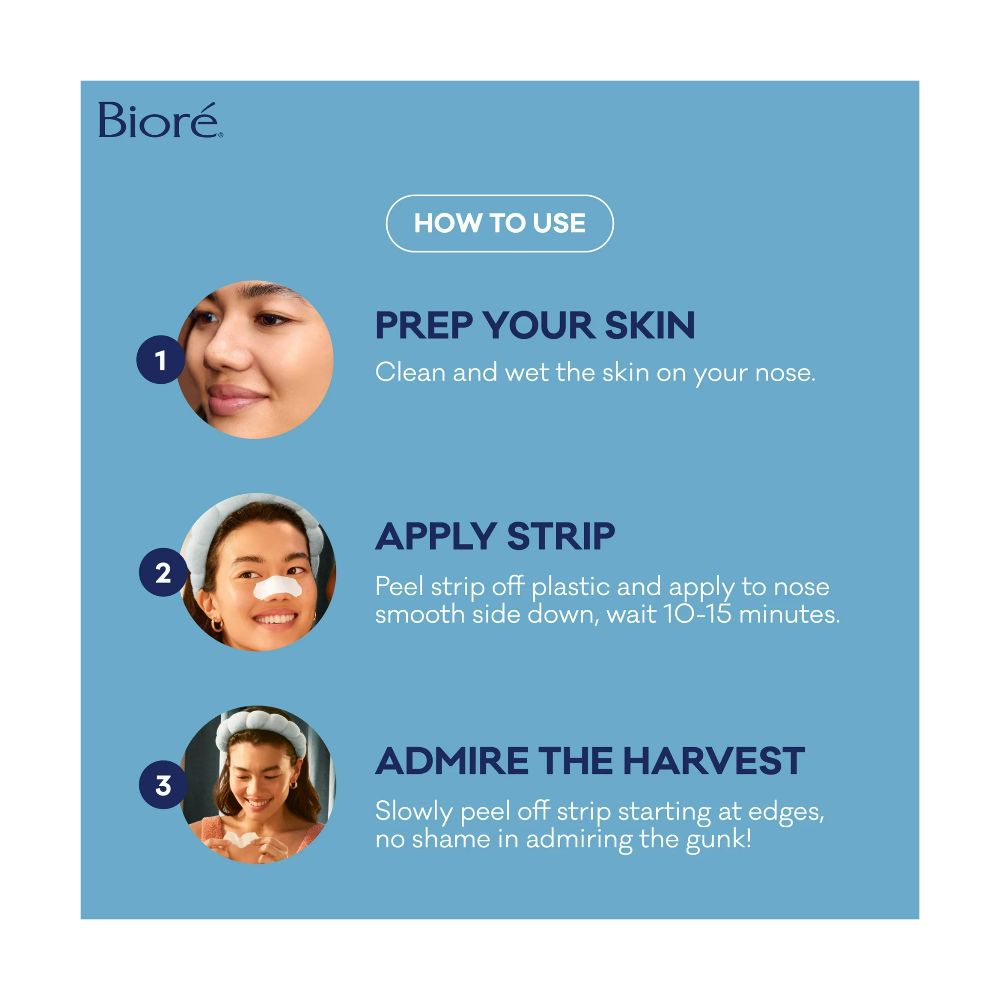 Bioré, Deep Cleansing Pore Strips, Blackhead Remover Strips, 8 Ct