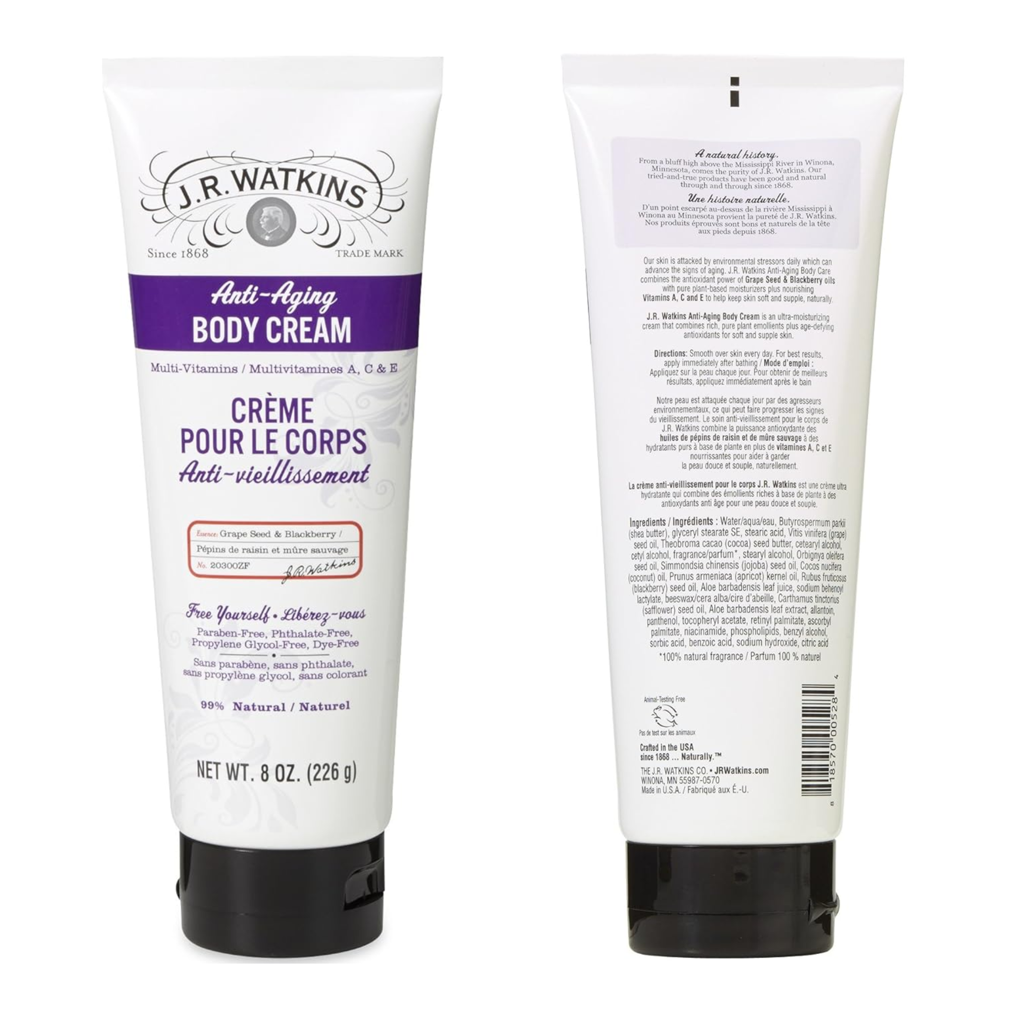 J.R Watkins, Anti-Aging Body Cream, Nourishing Moisturizer for Firm and Smooth Skin, 8 oz - Pharmaful