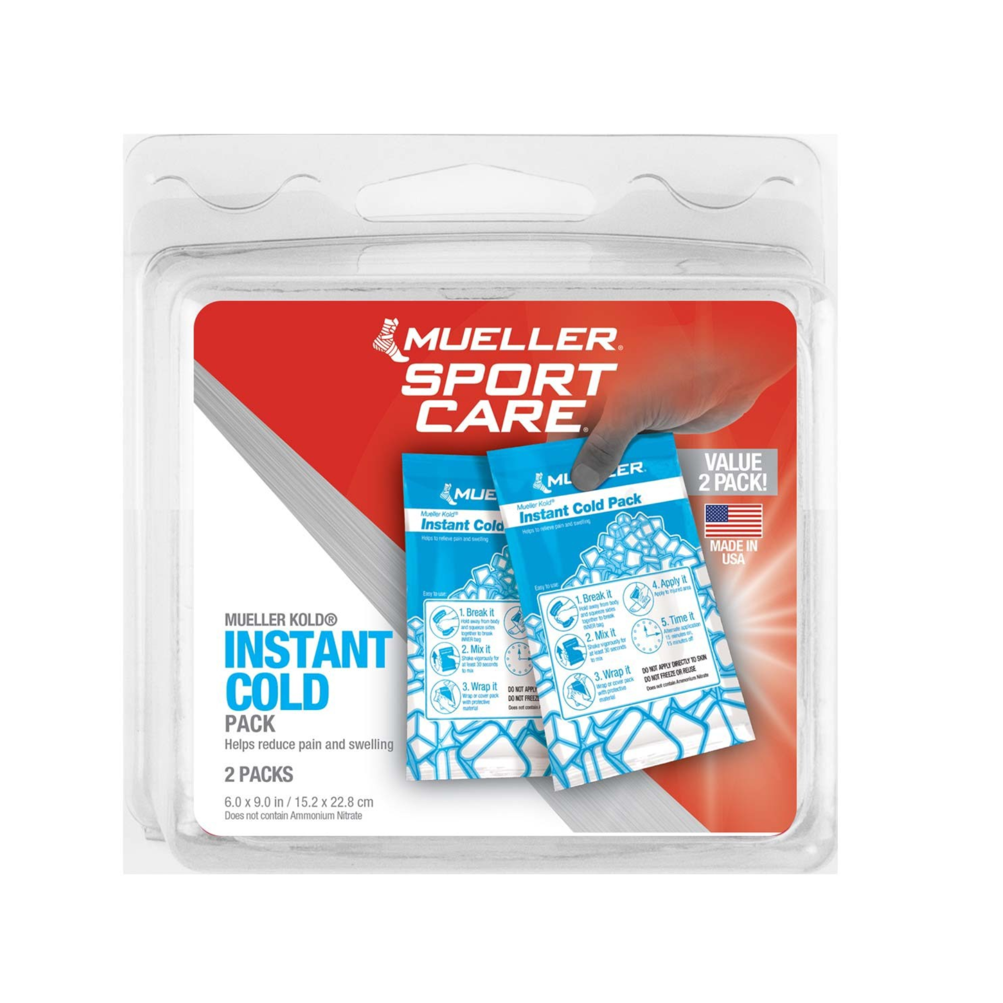 Mueller, Kold Instant Cold Pack, Fast-Acting Cold Therapy for Pain Relief, Pack of 2