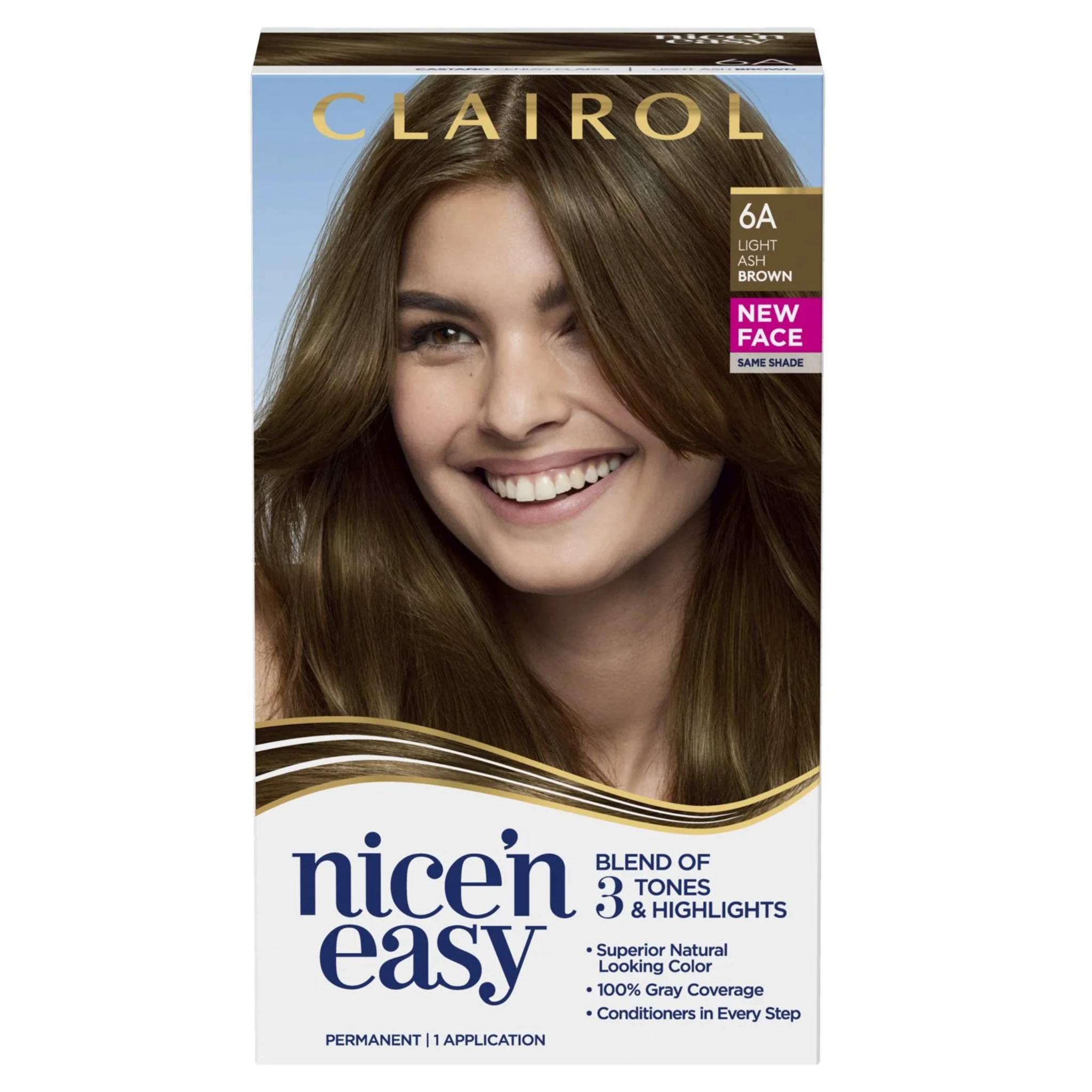 Clairol, Nice'n Easy Permanent Hair Color Cream, 6A Light Ash Brown, Smooth and Long-Lasting Hair Dye, 1 Application