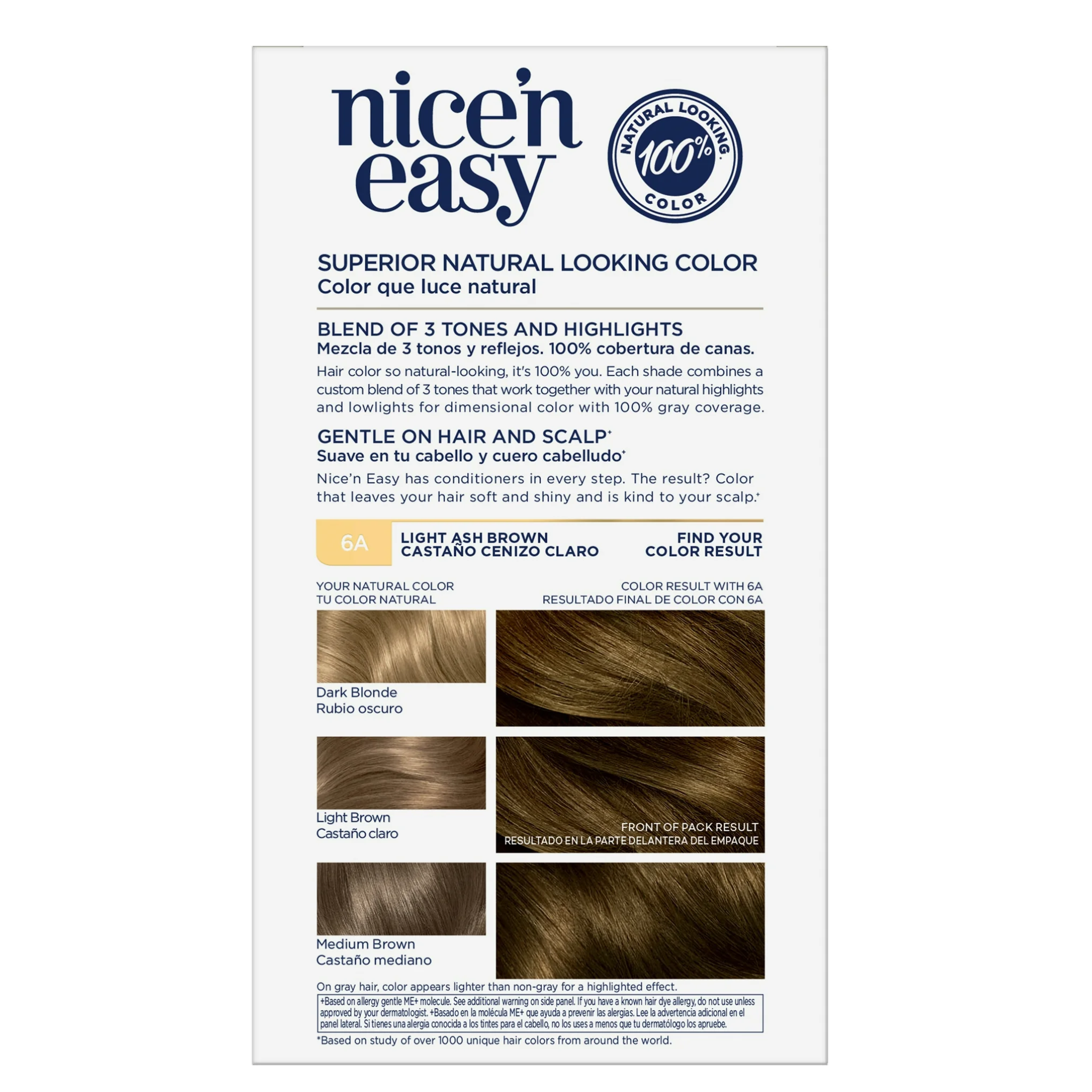 Clairol, Nice'n Easy Permanent Hair Color Cream, 6A Light Ash Brown, Smooth and Long-Lasting Hair Dye, 1 Application - Pharmaful