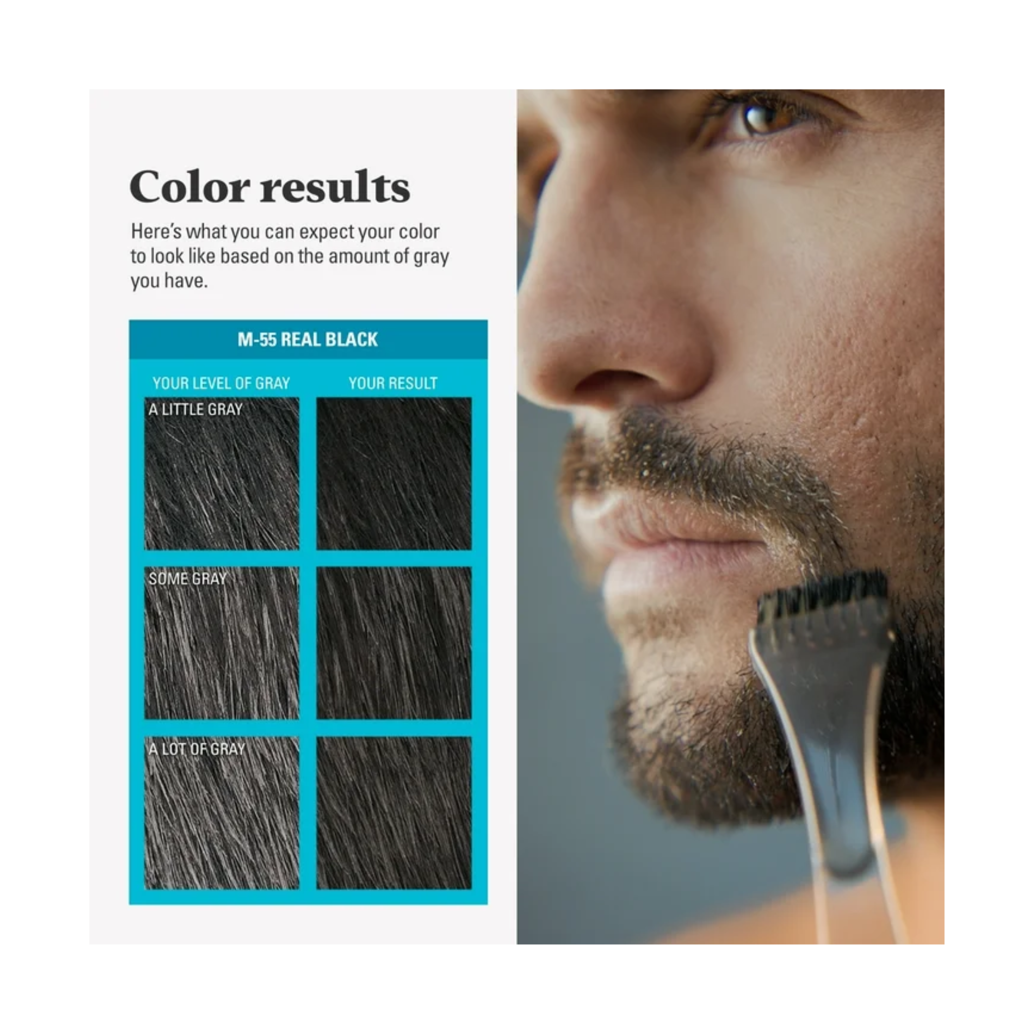 Just For Men, Color Gel Mustache & Beard, Real Black M-55, Easy Application for Natural-Looking Facial Hair Color, 1 Count