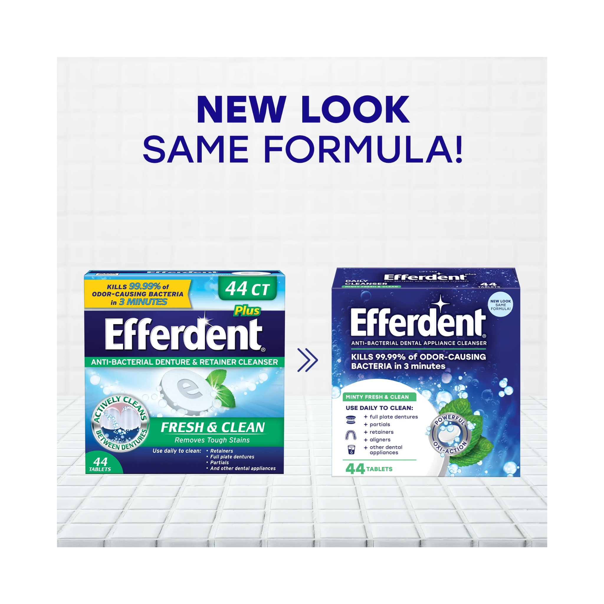 Efferdent, Retainer & Denture Cleaner Tablets, Minty Fresh & Clean Formula, 44 Count - Pharmaful