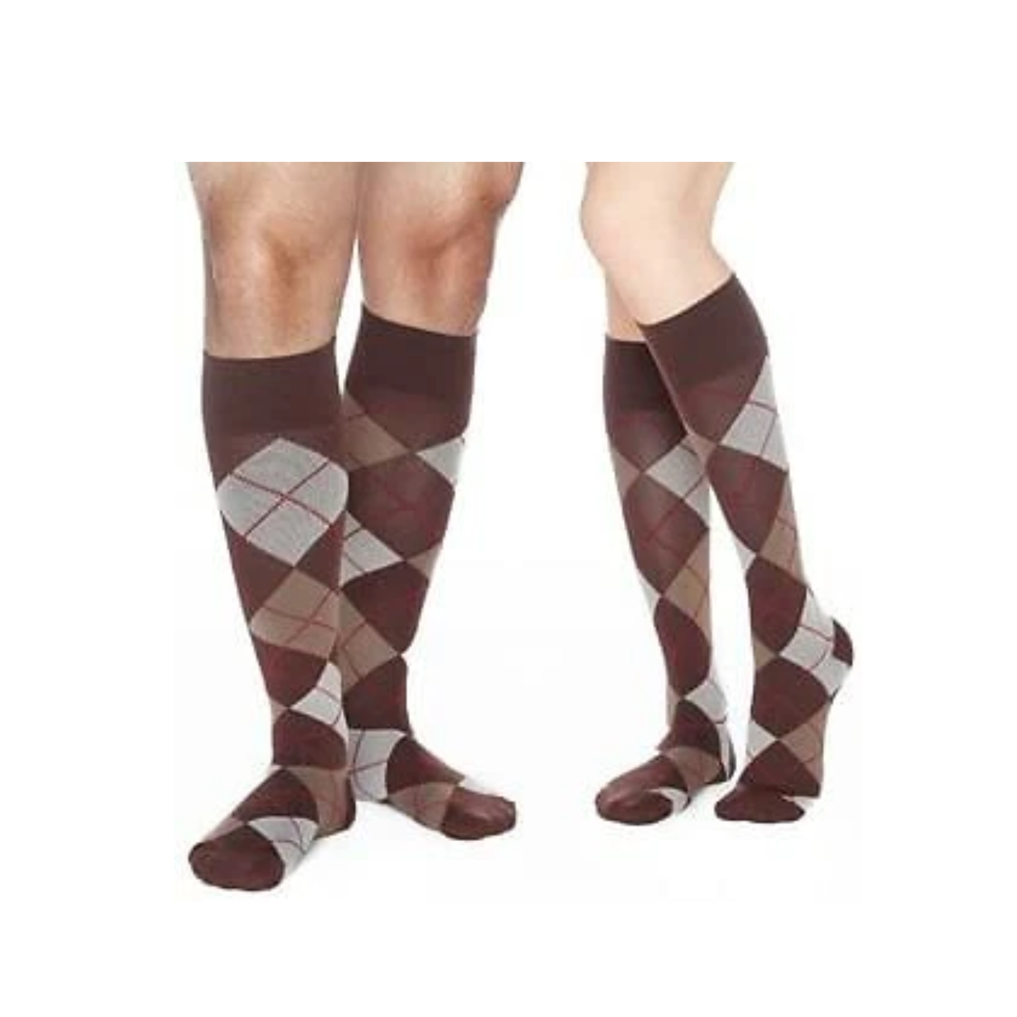 Dr. Comfort, Rejuva Knee-High Compression Socks, Argyle Pattern, 20-30 mmHg, Unisex, Medium, Chestnut