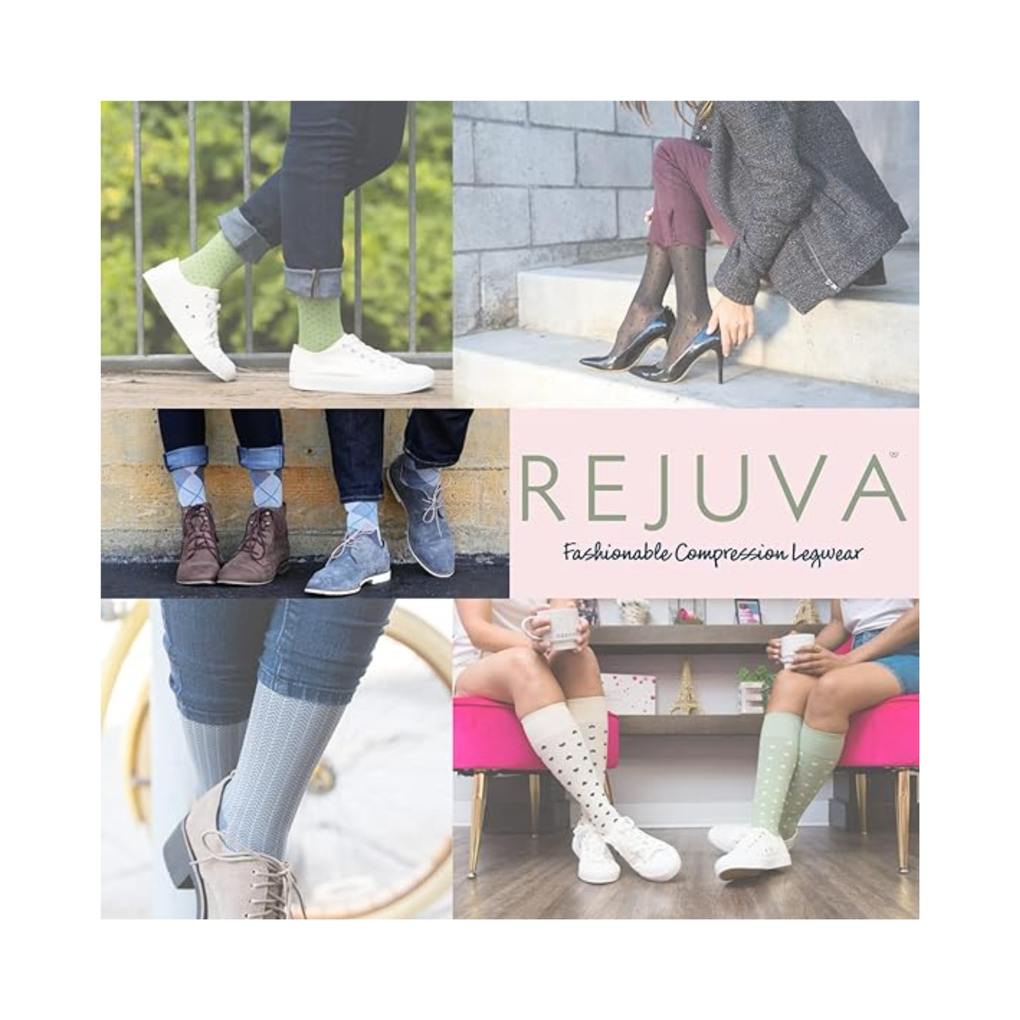 Dr. Comfort, Rejuva Knee-High Compression Socks, Argyle Pattern, 15-20 mmHg, Vein Support, Unisex, Small, Smoke
