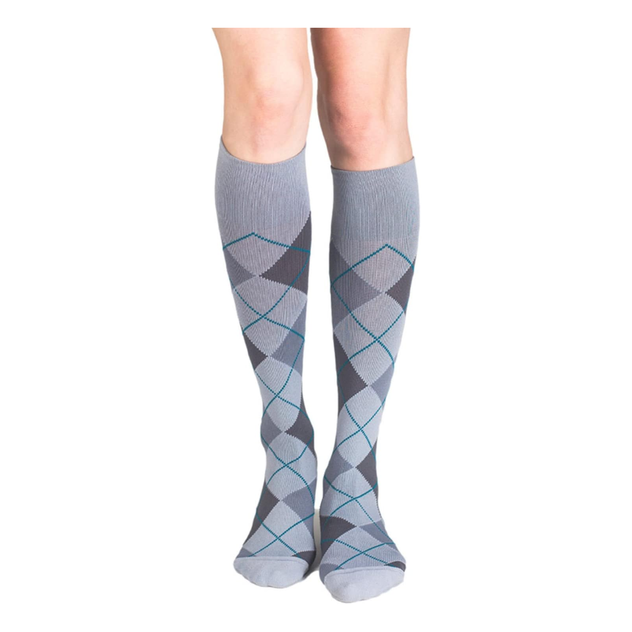 Dr. Comfort, Rejuva Knee-High Compression Socks, Argyle Pattern, 20-30 mmHg, Vein Support, Unisex, Small, Smoke