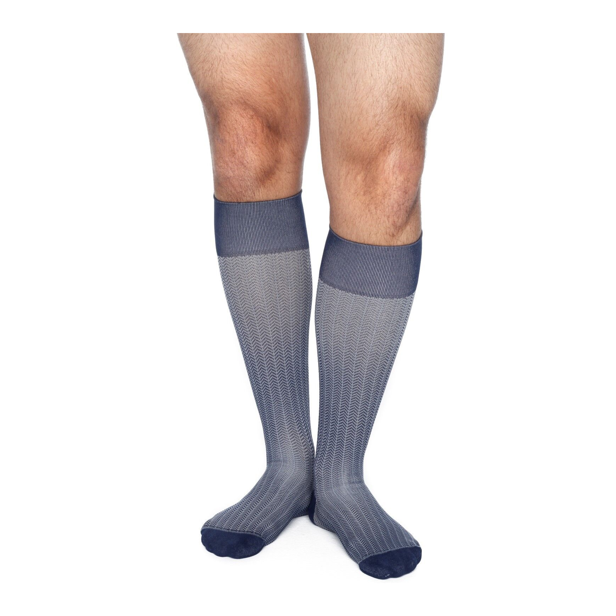 Dr. Comfort, Rejuva Knee-High Compression Socks, Herringbone Pattern, 20-30 mmHg, Vein Support, Unisex, Extra Large, Marine