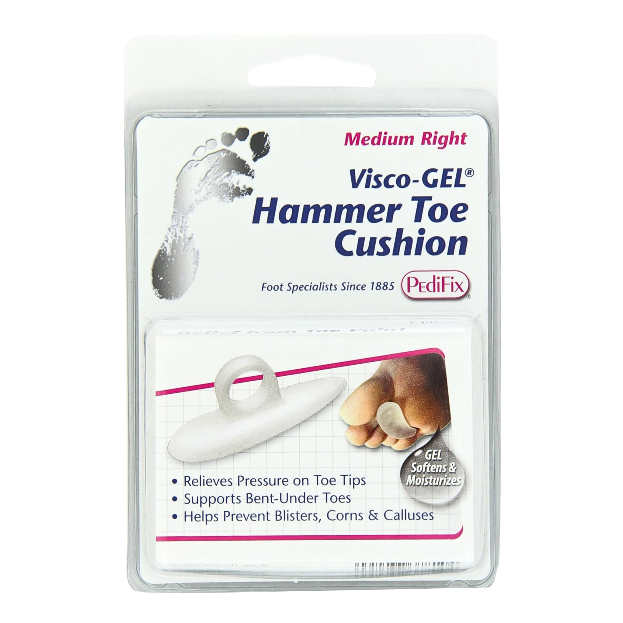 PediFix, Visco-GEL Hammer Toe Cushion, Medium Right, Cushioned Relief and Protection, 1 Each