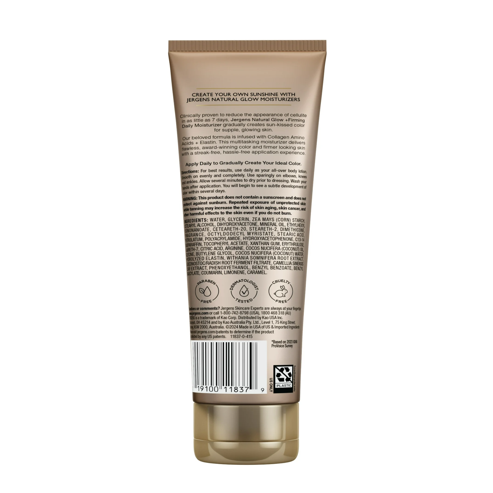 Jergens, Natural Glow Firming Daily Moisturizer, Self Tanner for Fair to Medium Skin Tone, 7.5 oz Tube - Pharmaful
