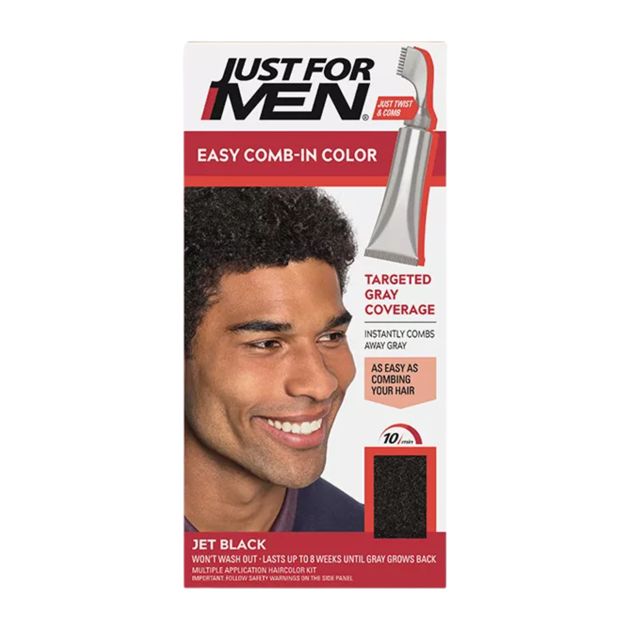 Just For Men, Easy Comb-In Color, Hair Coloring for Men with Comb Applicator, Jet Black A-60, Natural-Looking Results - Pharmaful