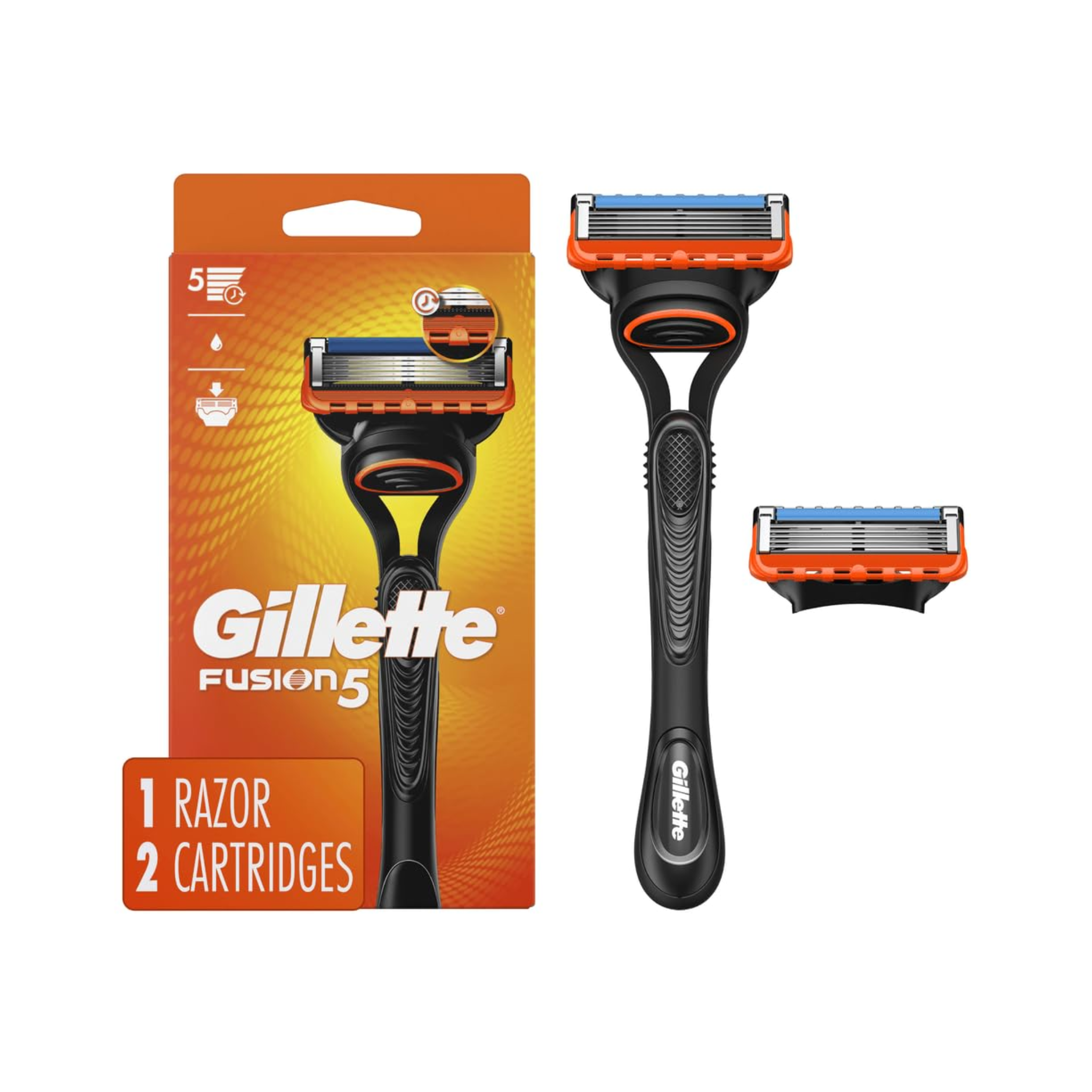 Gillette, Fusion5 Men's Razor with 2 Blade Refills, Smooth and Precise Shaving