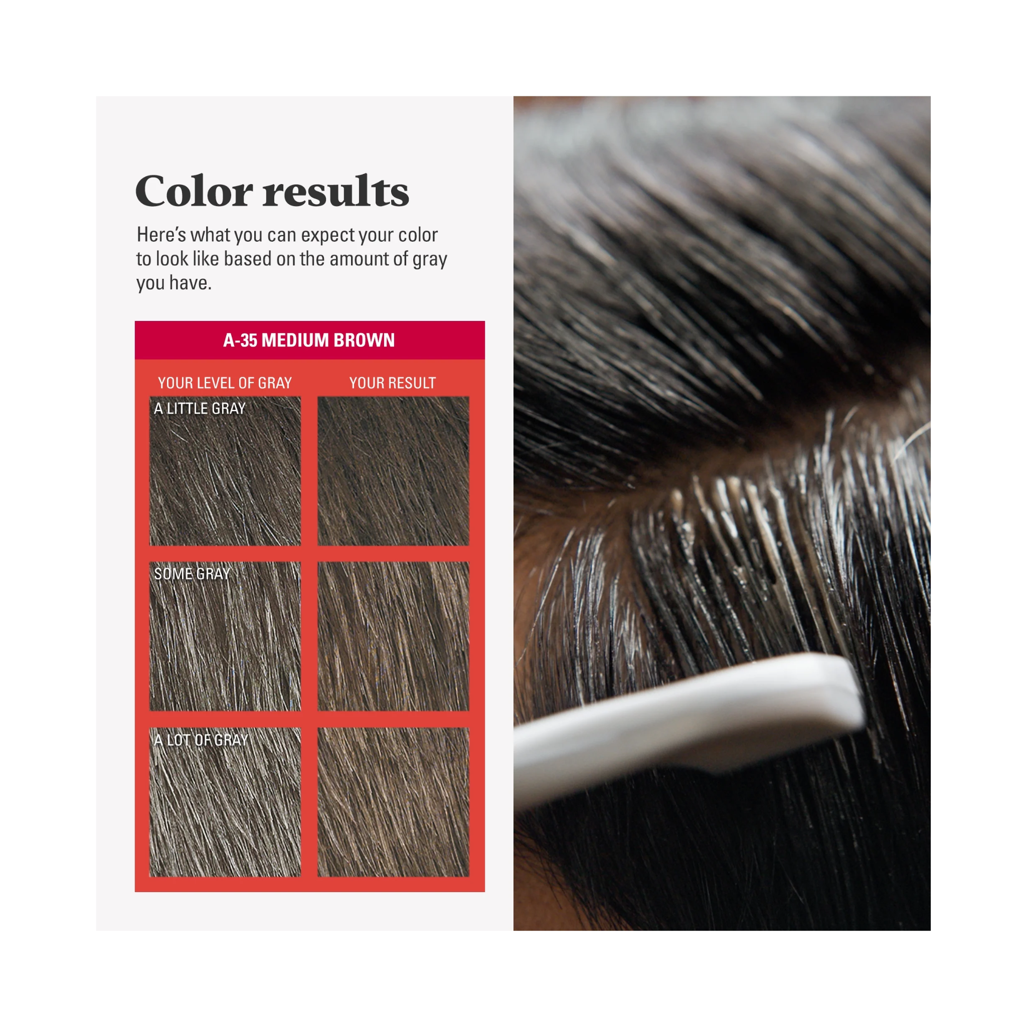 Just For Men, Easy Comb-In Color, No-Mix Hair Dye with Comb Applicator, Medium Brown A-35, Pack of 1