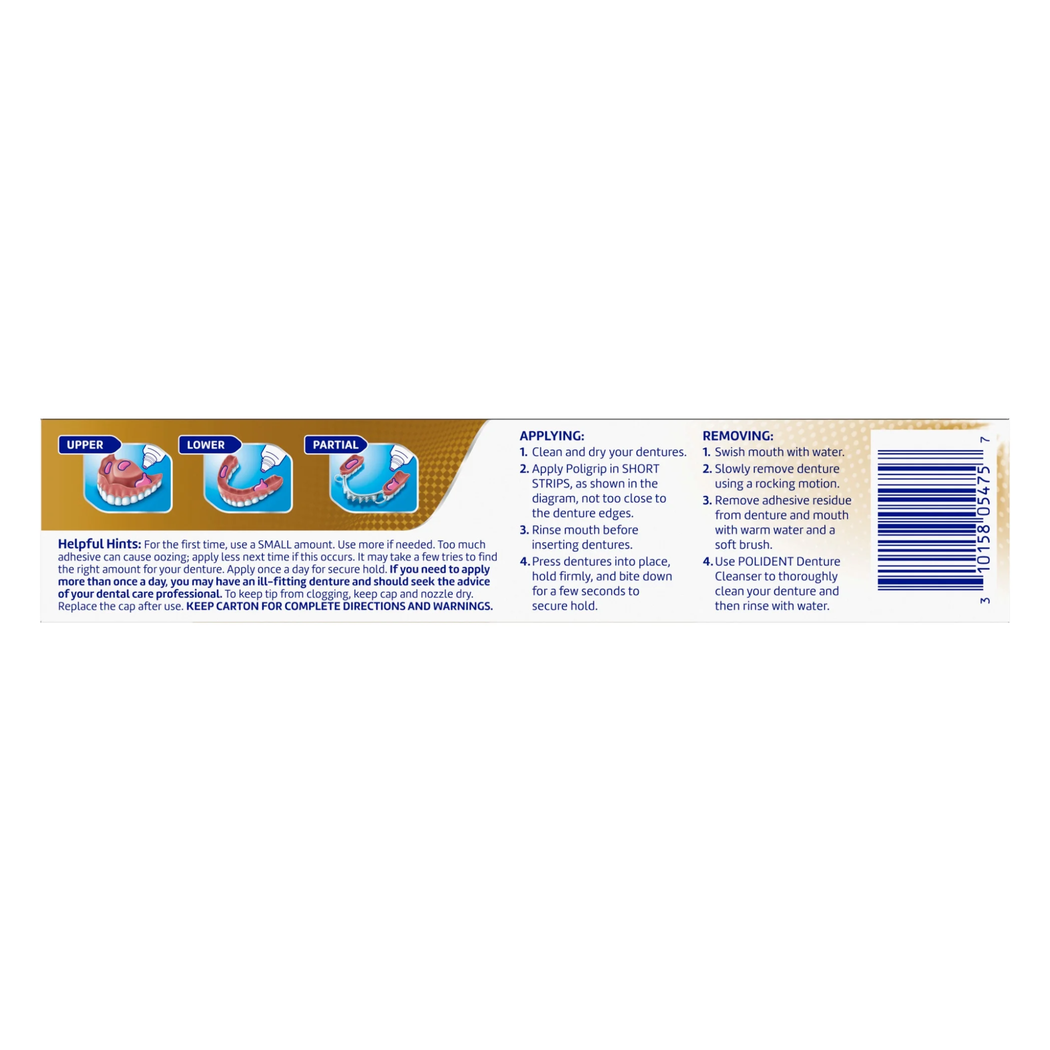 Super Poligrip, Extra Care Zinc-Free Denture and Partials Adhesive Cream, Secure and Gentle Fit for Adults, 2.2 oz