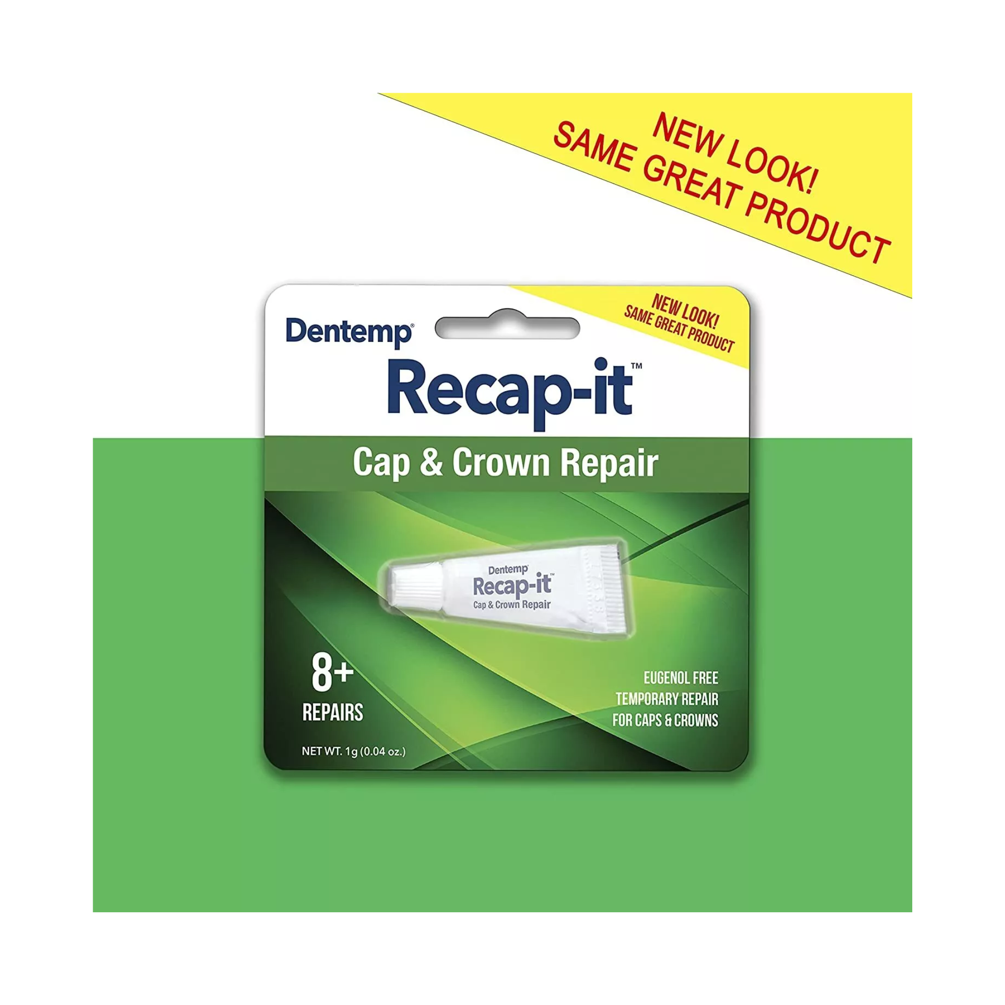 Recapit, Loose Cap Dental Repair, Temporary Fix for Secure Hold, 8 Repairs