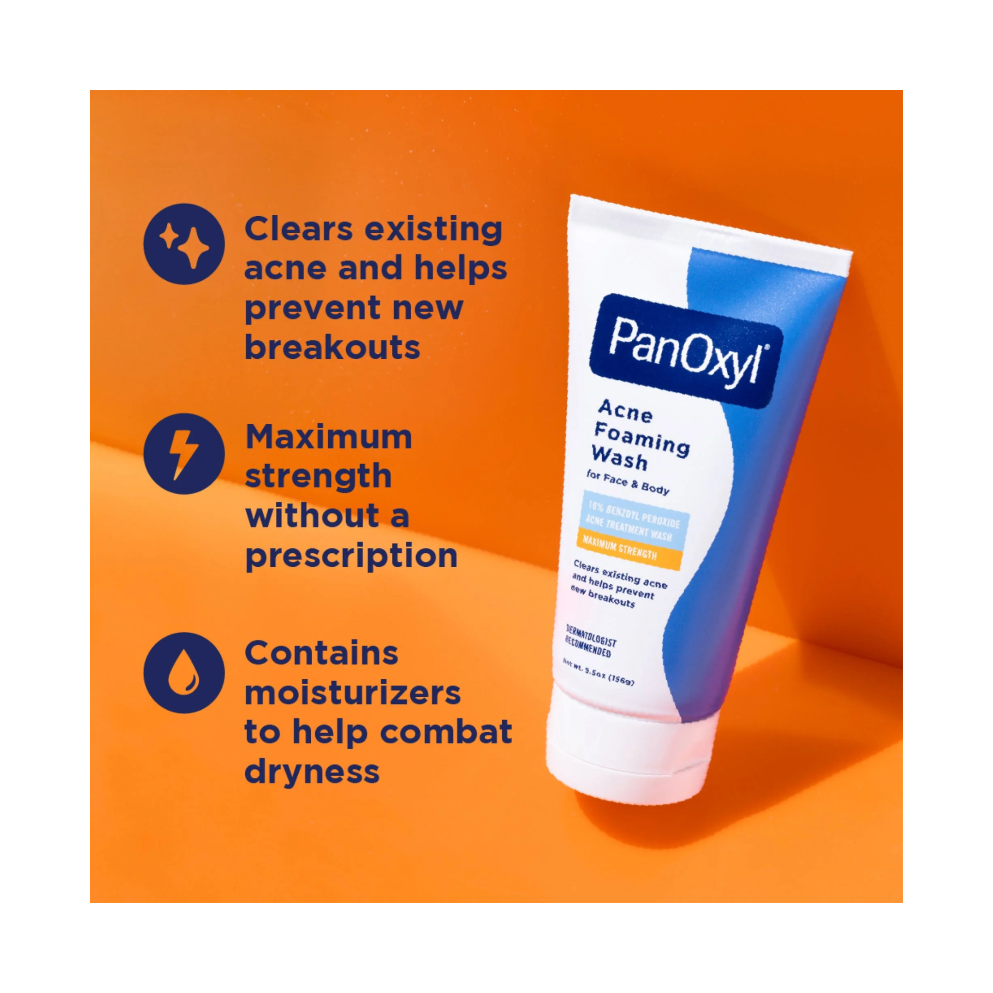PanOxyl, Foaming Acne Wash with 10% Benzoyl Peroxide, Maximum Strength for Clear Skin, 5.5 oz