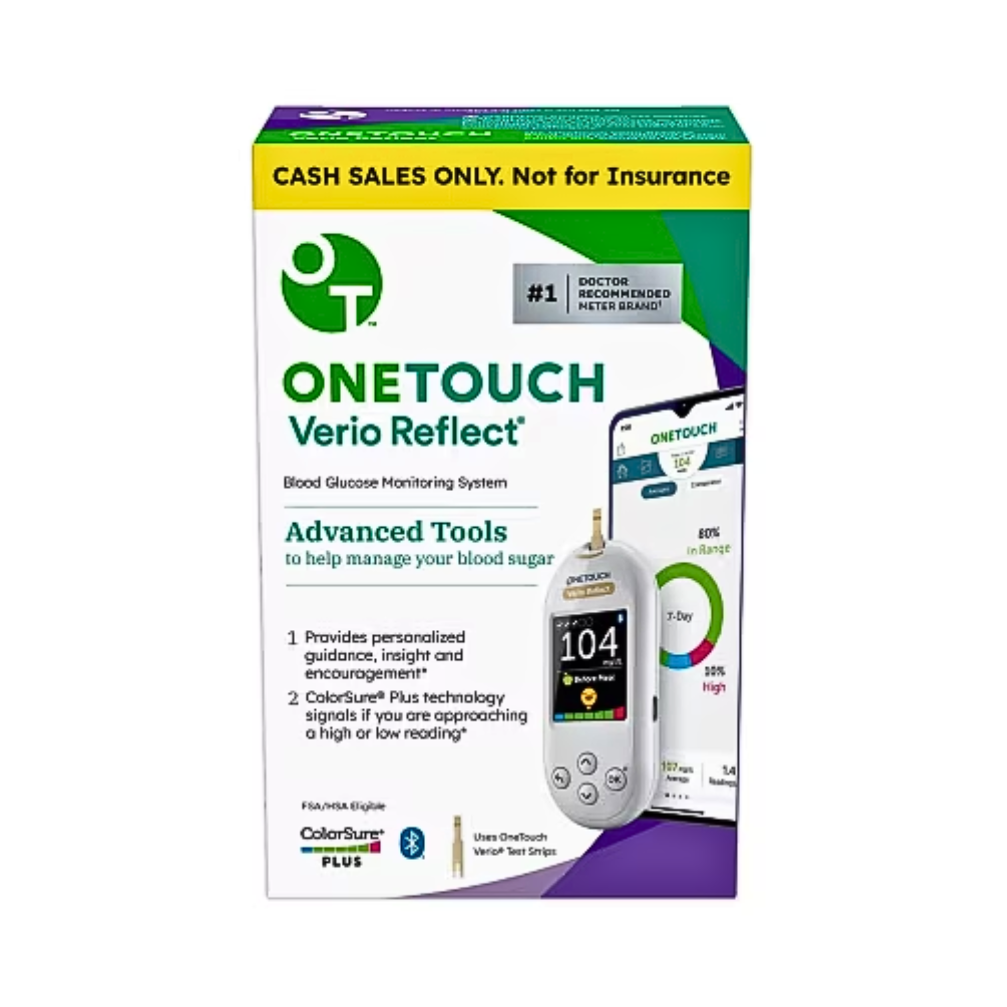 OneTouch, Verio Reflect Blood Glucose Monitoring System, Smart & Accurate Diabetes Management