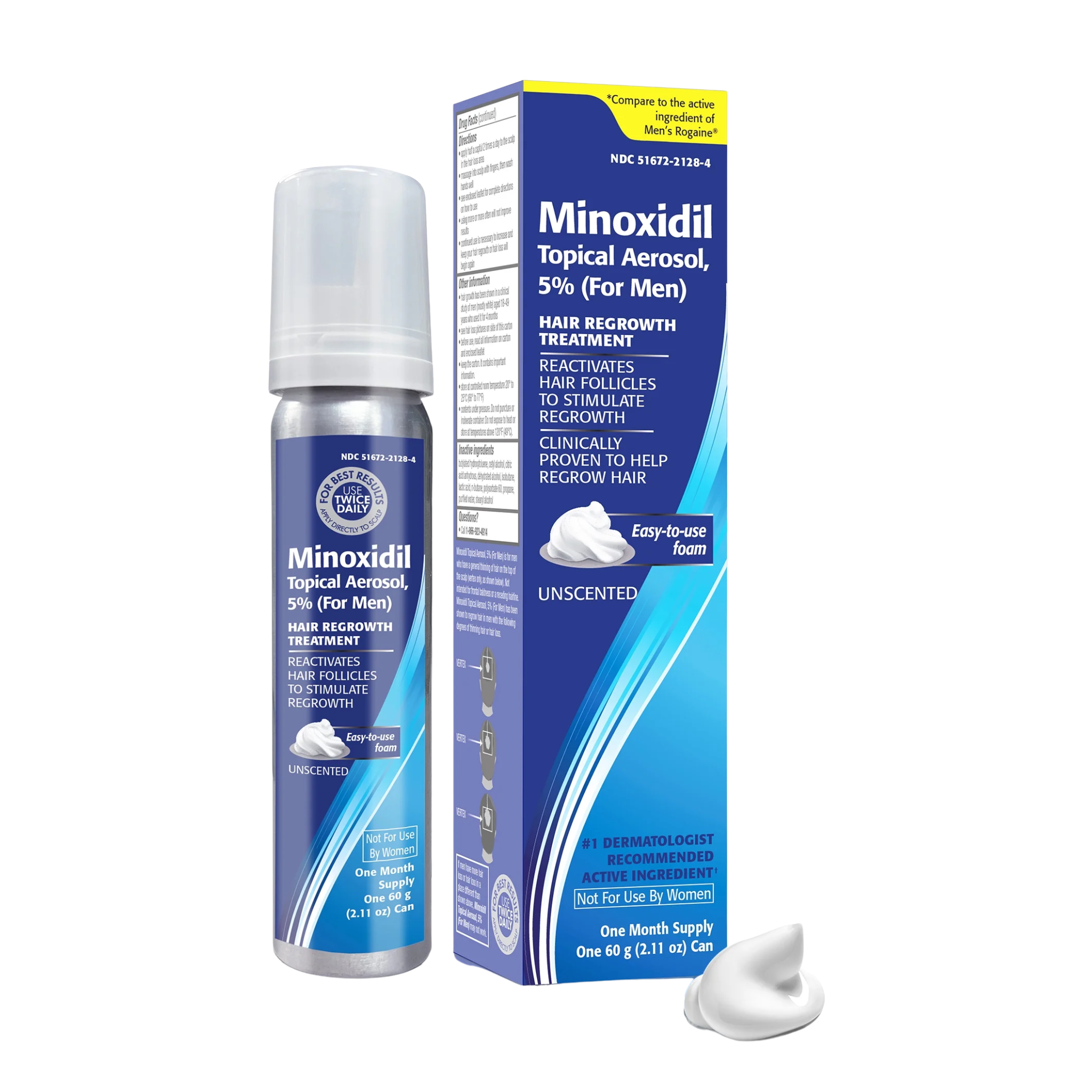 Taro, Minoxidil Topical Aerosol Foam, 5% Hair Regrowth Treatment for Men, Clinically Proven Formula, 2.11 oz