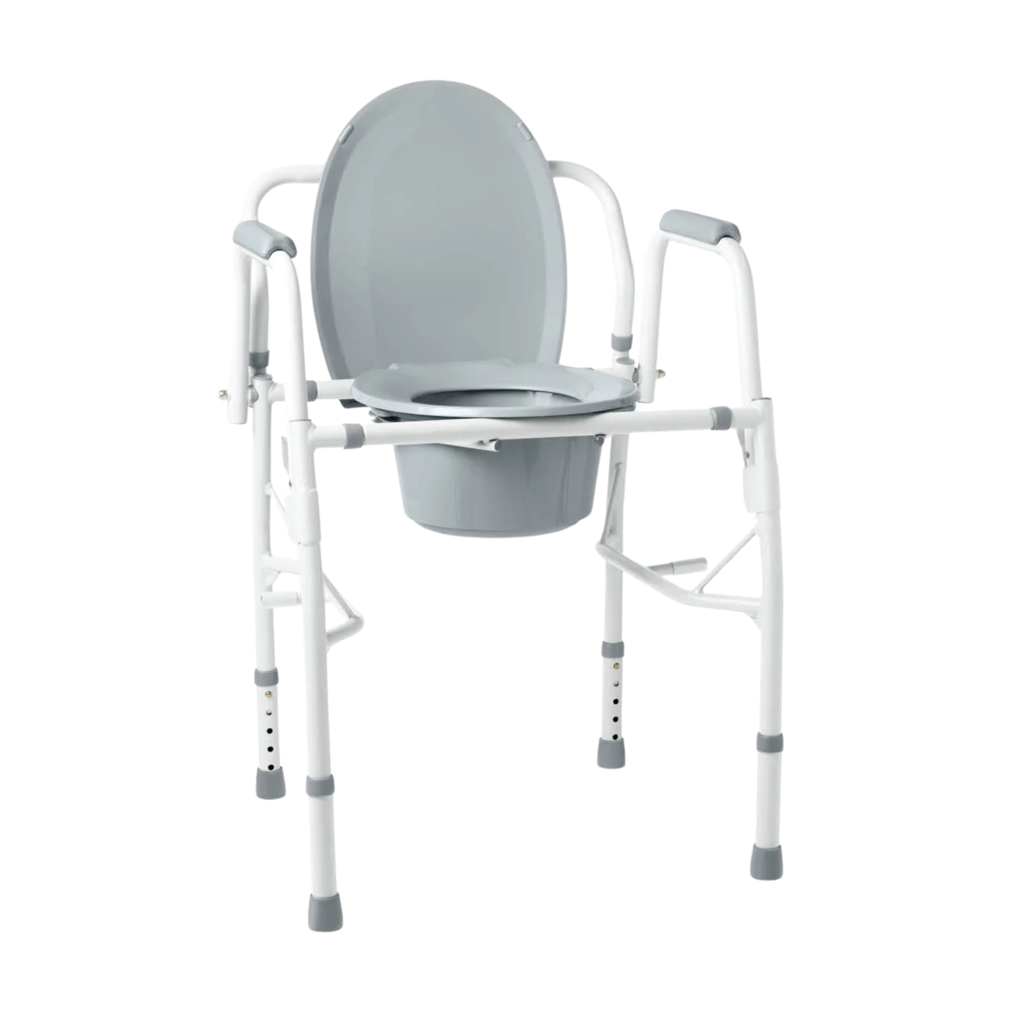 Medline, Steel Drop-Arm Commode, Adjustable and Durable Bedside Toilet with Removable Armrests, Gray