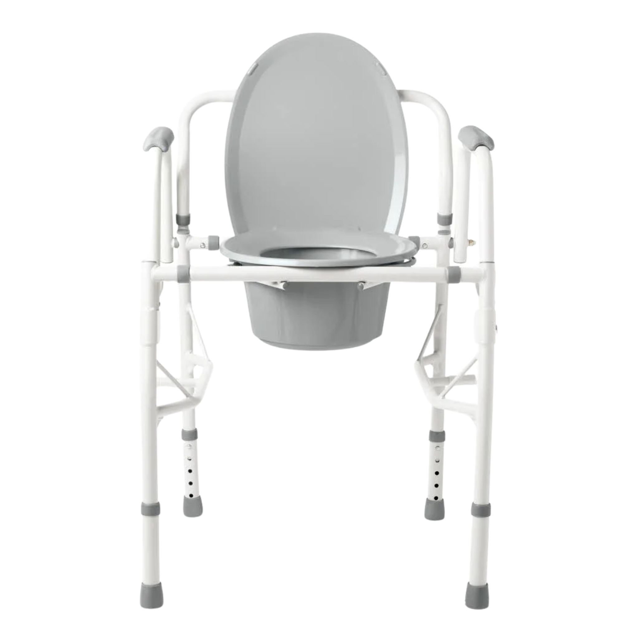 Medline, Steel Drop-Arm Commode, Adjustable and Durable Bedside Toilet with Removable Armrests, Gray