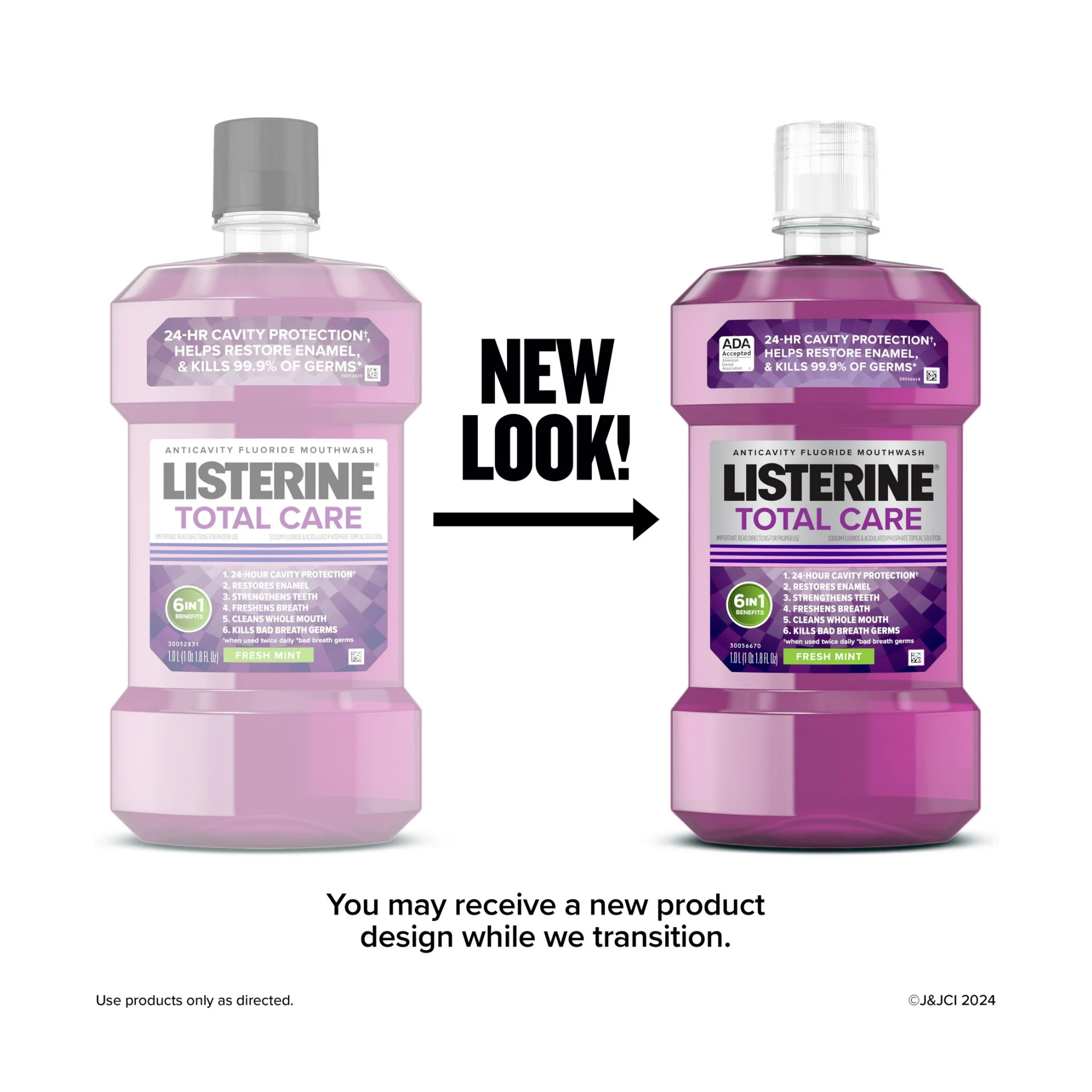 Listerine, Total Care Anticavity Fluoride Mouthwash, Fresh Mint, 1 L