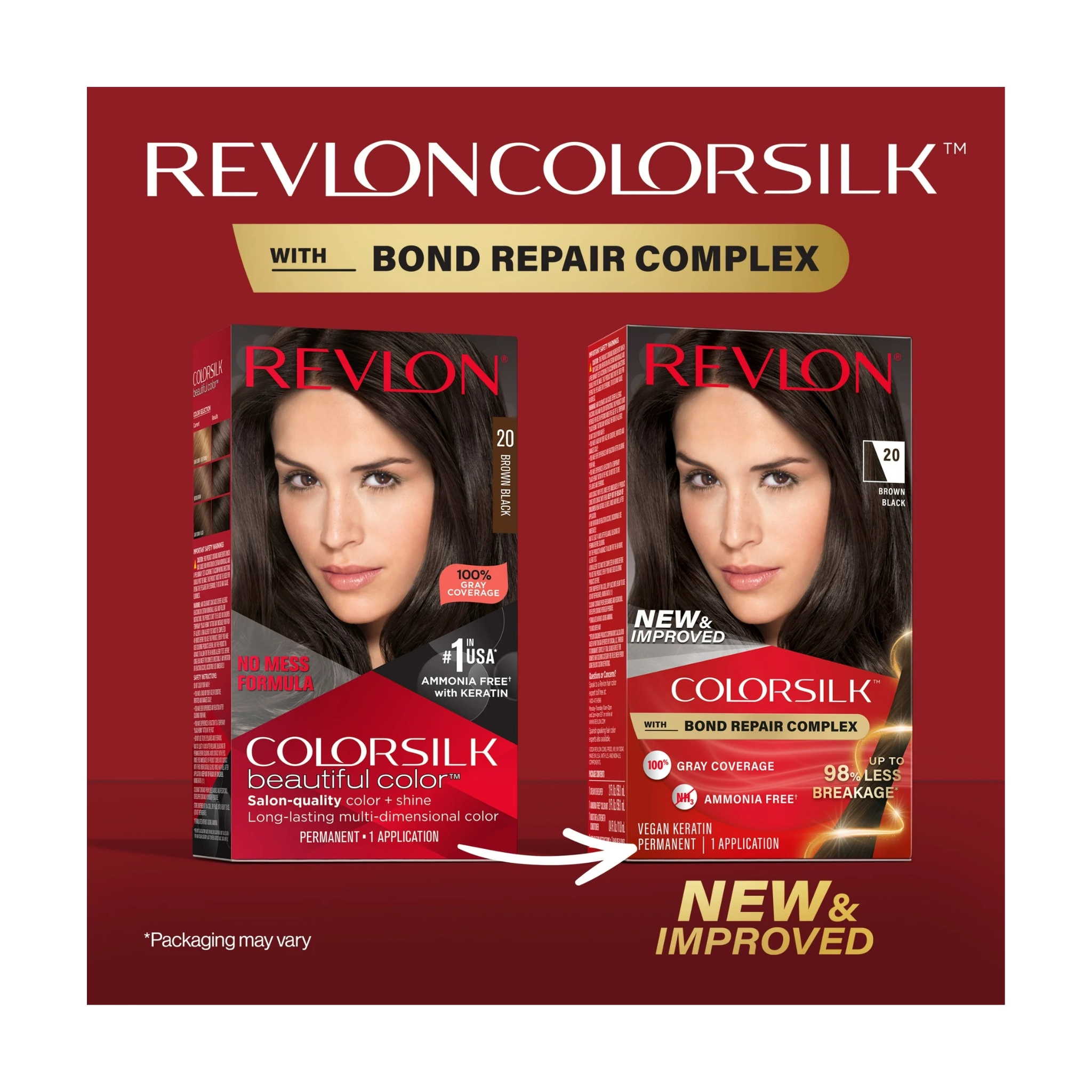 Revlon, ColorSilk Permanent Hair Color, Bond Repair Complex, 20 Brown Black, Intense Color & Nourishment for Hair, 1 Pack - Pharmaful