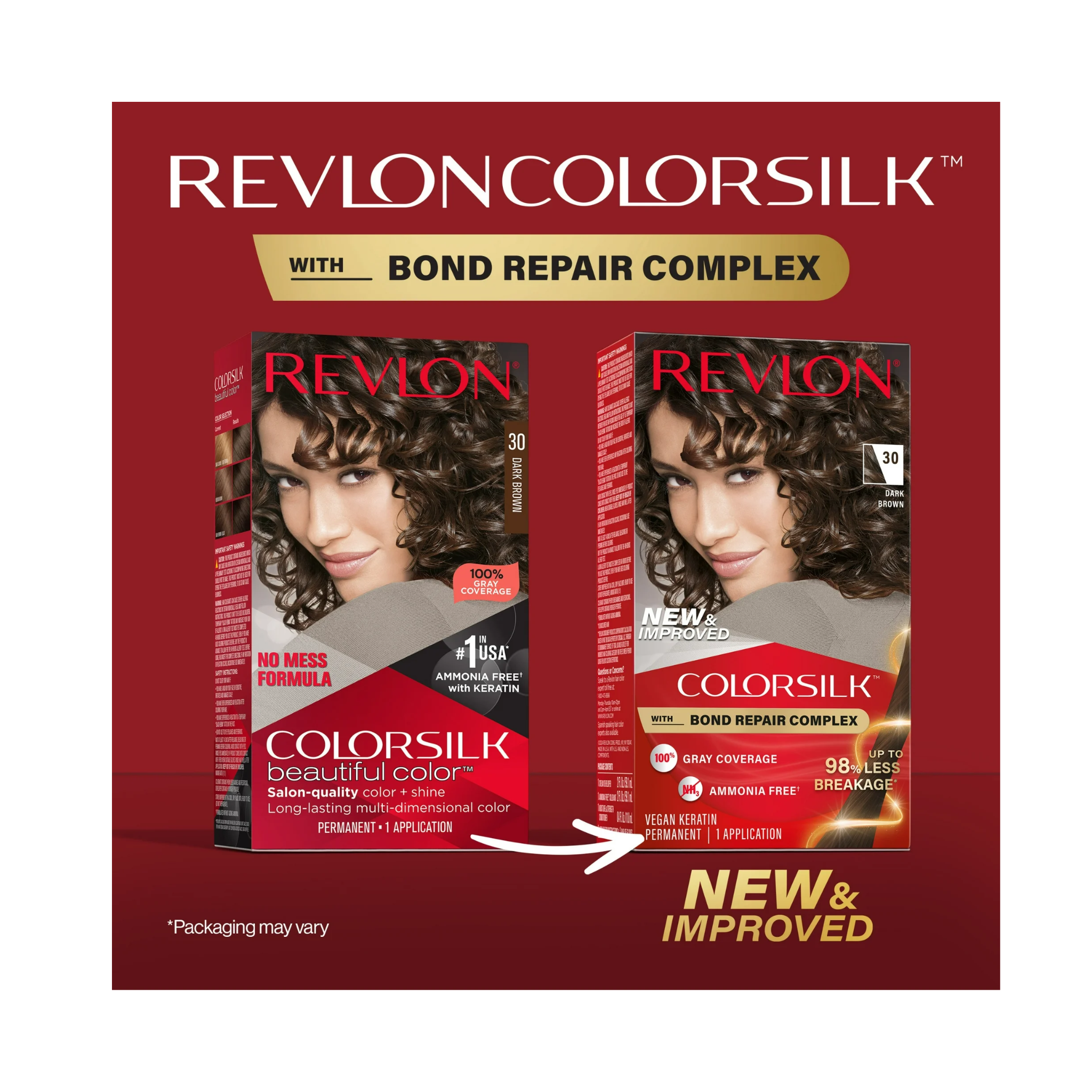 Revlon, ColorSilk Permanent Hair Color, Bond Repair Complex, 30 Dark Brown, Rich Color & Hair Strengthening, 1 Pack - Pharmaful
