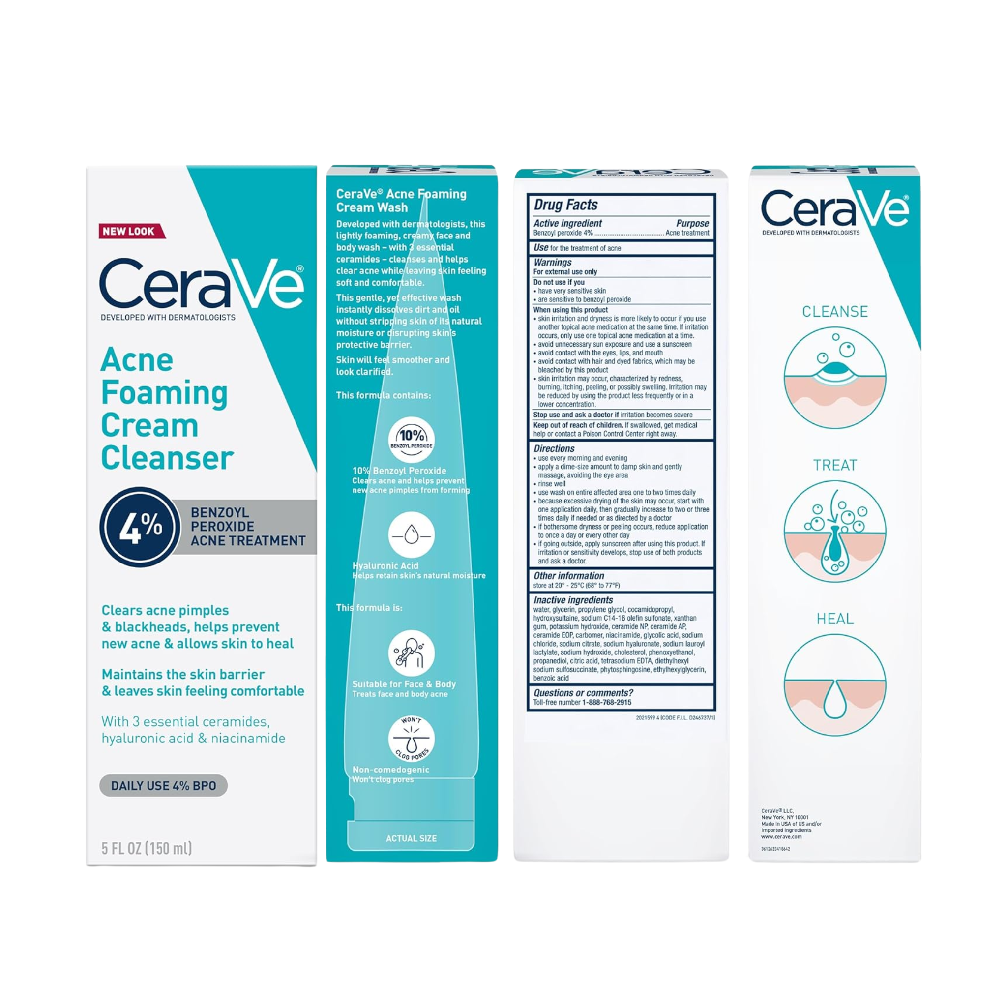 CeraVe, Acne Foaming Cream Cleanser, Gentle & Effective Acne Treatment, 5 fl oz
