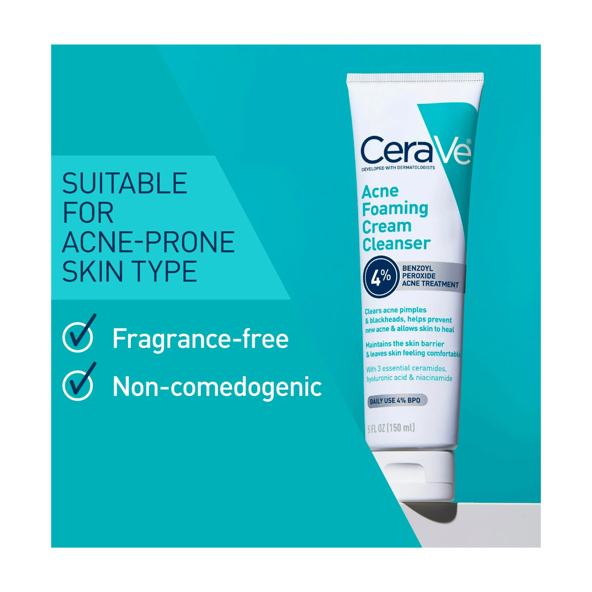 CeraVe, Acne Foaming Cream Cleanser, Gentle & Effective Acne Treatment, 5 fl oz