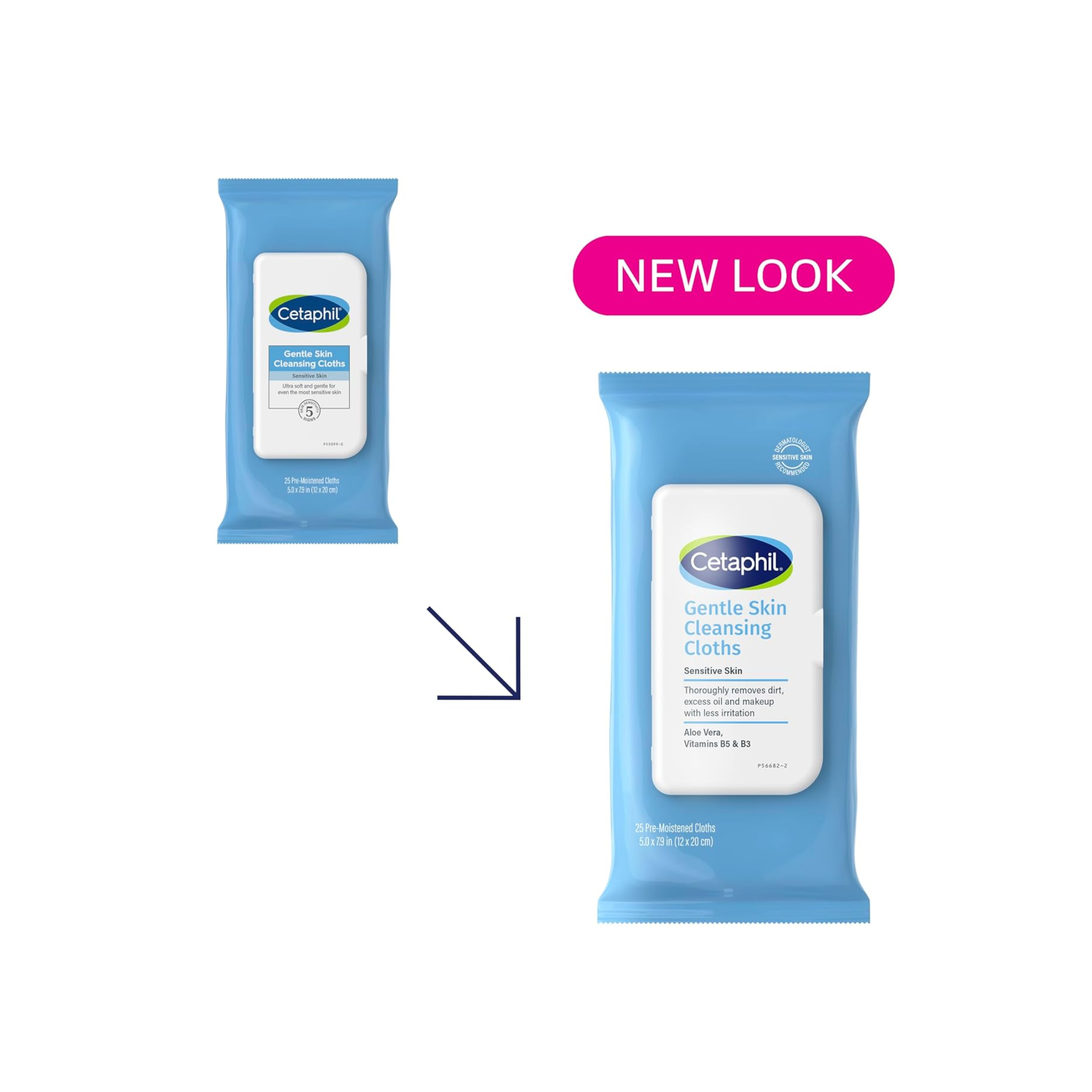 Cetaphil, Gentle Skin Cleansing Cloths, On-the-Go Cleansing Wipes, 25 ct