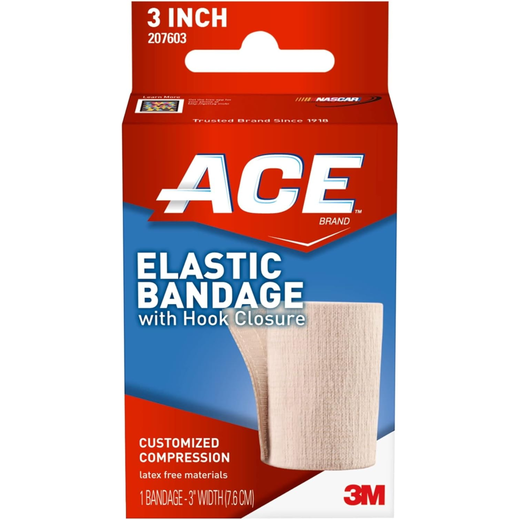 ACE, Elastic Bandage Wrap with Hook Closure, Comfortable and Secure Support, Beige, 3 Inches