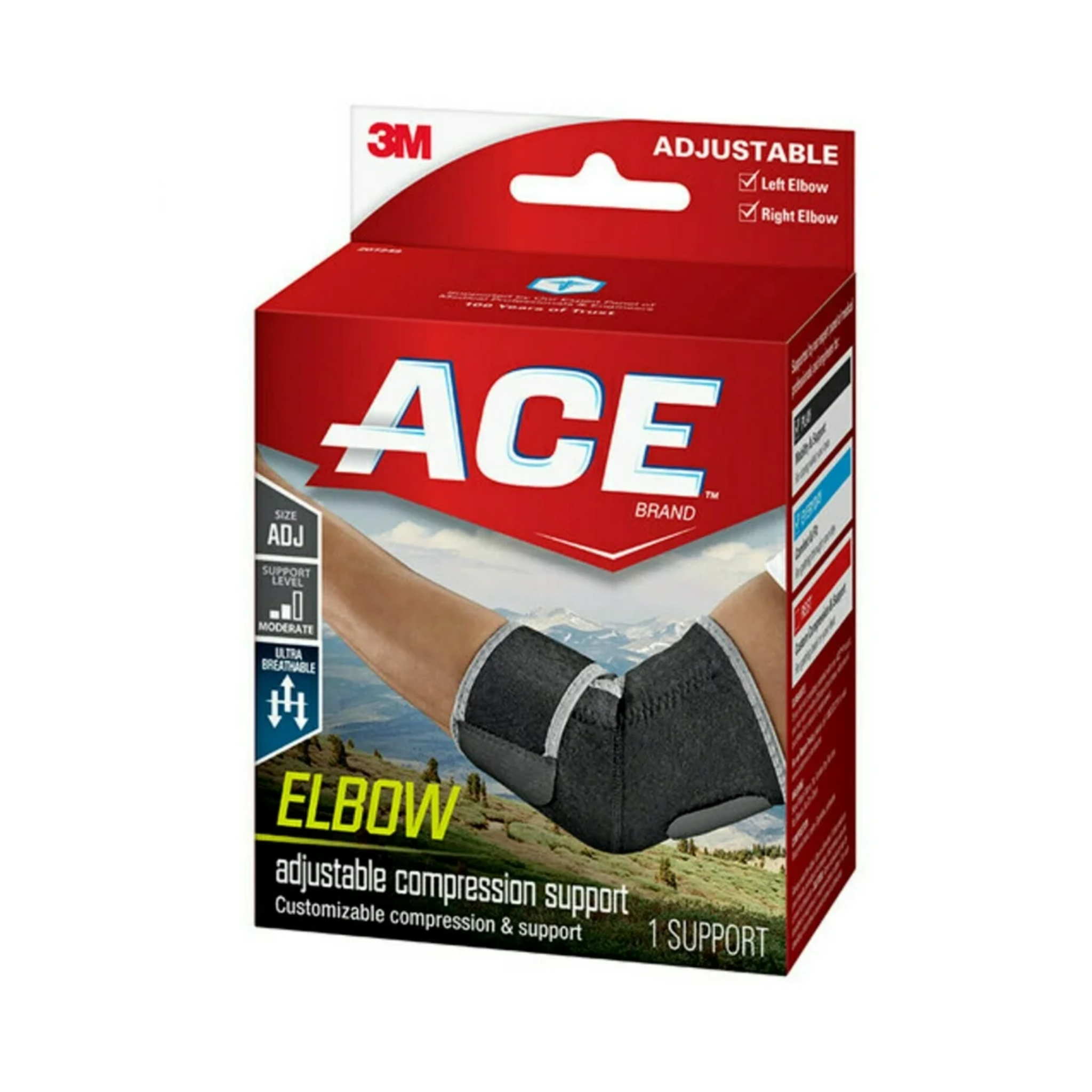 ACE, Neoprene Elbow Support, Adjustable Brace for Comfort and Stability, One Size