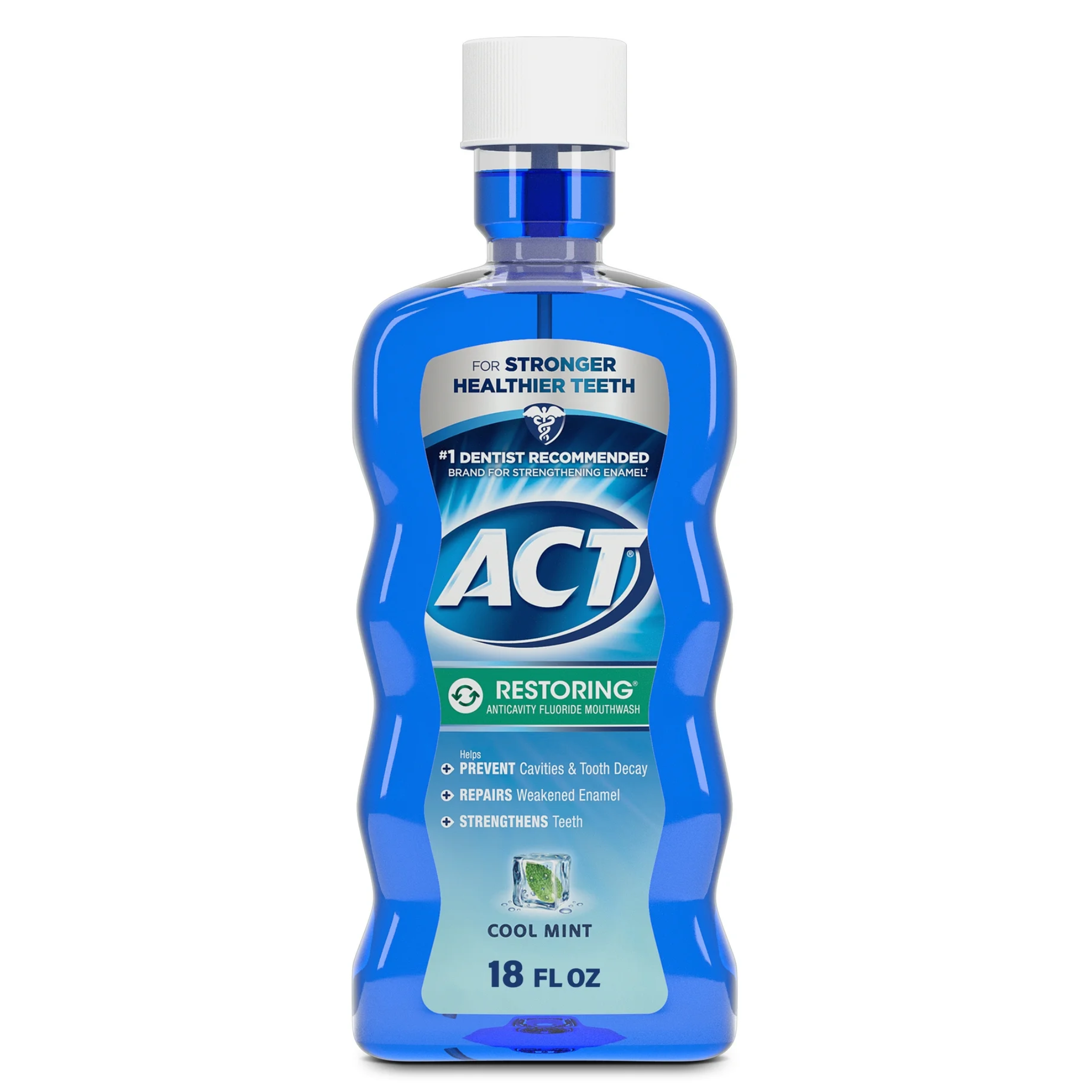 ACT, Restoring Anticavity Fluoride Mouthwash, Cool Mint Flavor, Strengthens Enamel and Freshens Breath, 18 fl oz