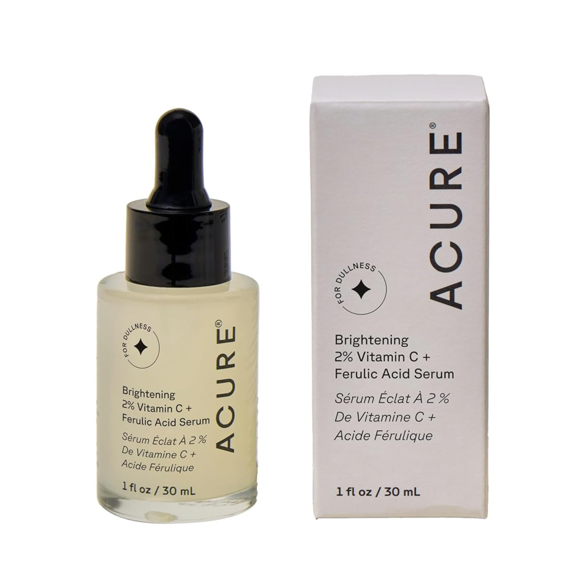 ACURE, Face Brightening Vitamin C & Ferulic Acid Serum, Lightweight Oil-Free Formula with Pineapple Extract, 1 fl oz
