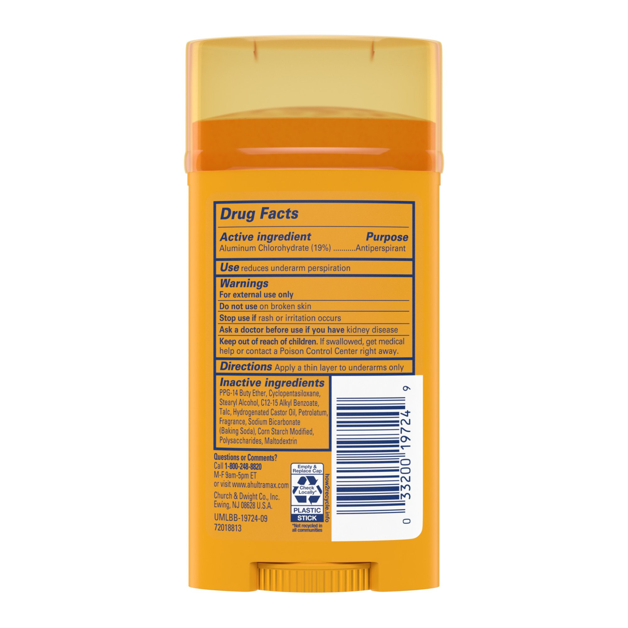 ARM & HAMMER ULTRA MAX Deodorant- Fresh- Solid Wide Stick - 2.6oz