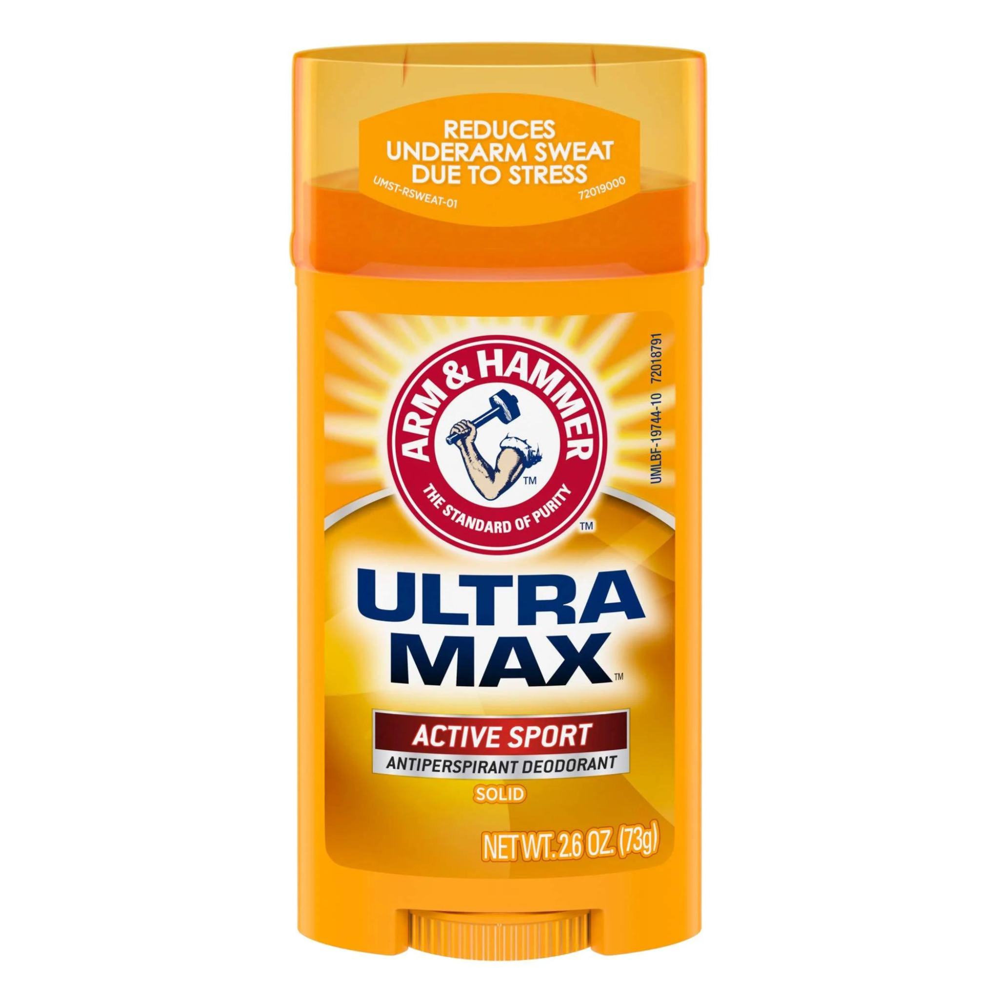 ARM & HAMMER ULTRA MAX Deodorant, Active Sport, Solid Stick, 2.6 oz