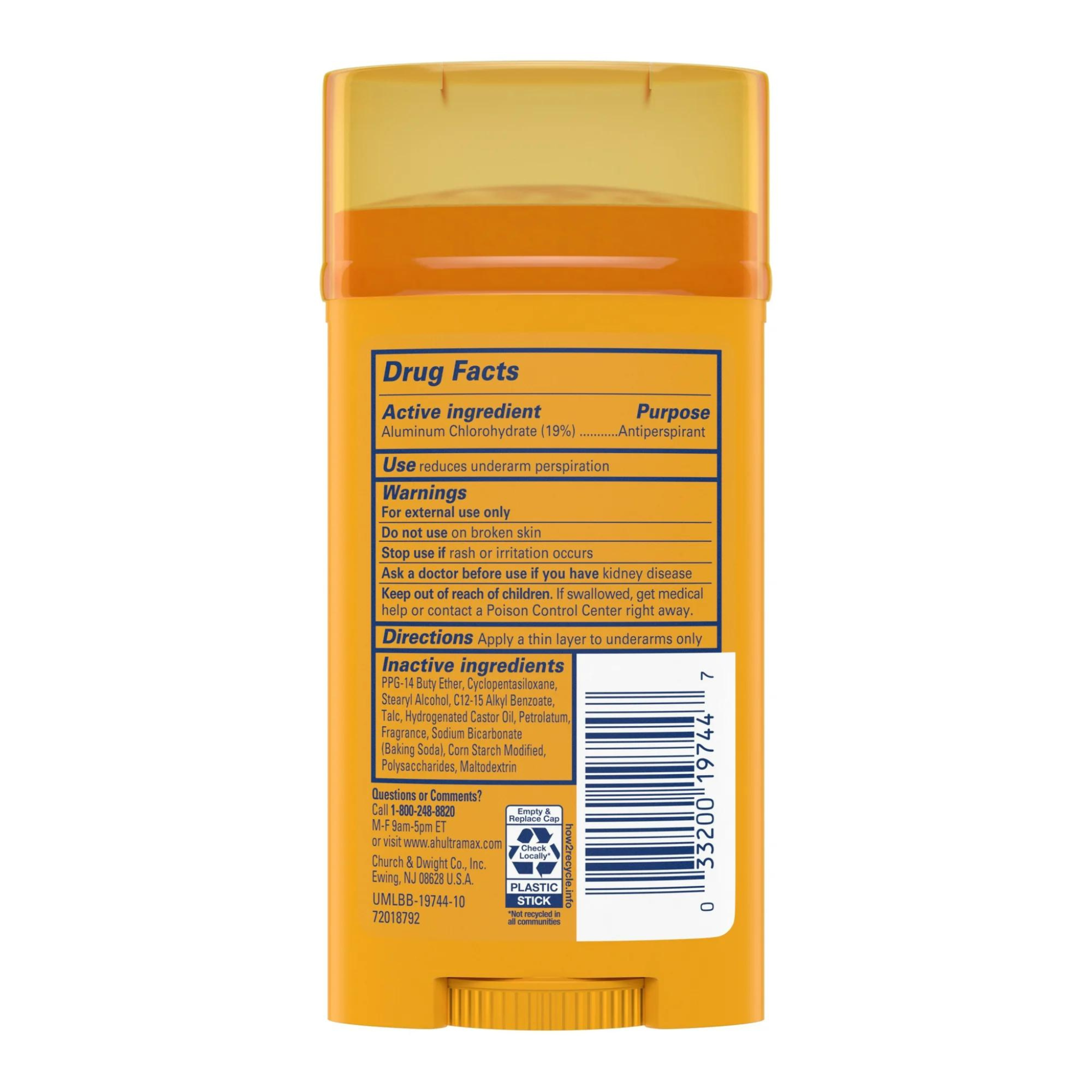 ARM & HAMMER ULTRA MAX Deodorant, Active Sport, Solid Stick, 2.6 oz