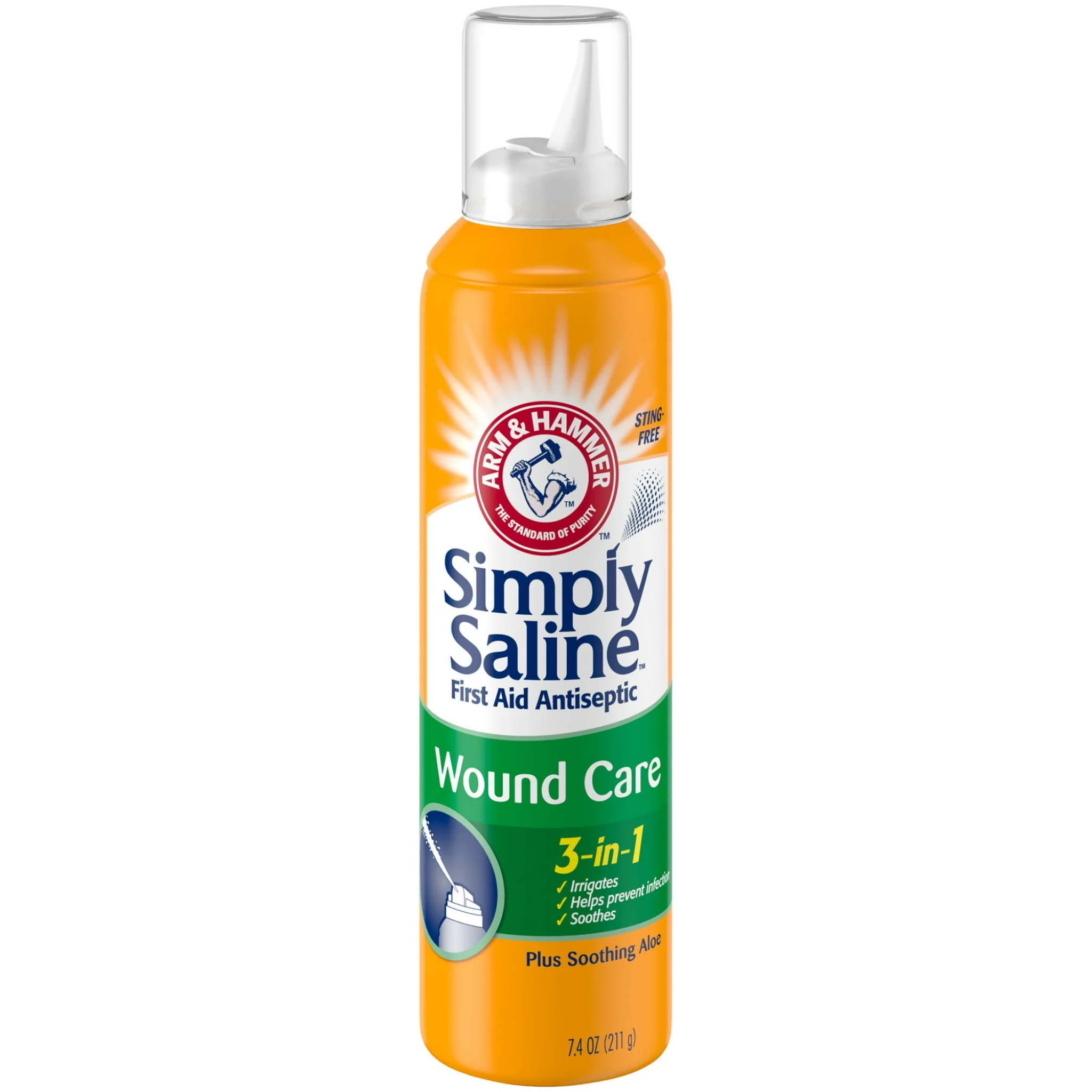 ARM & HAMMER, Simply Saline First Aid Antiseptic Wound Care, 3-in-1 Solution for Effective Cleansing, 7.4oz Bottle