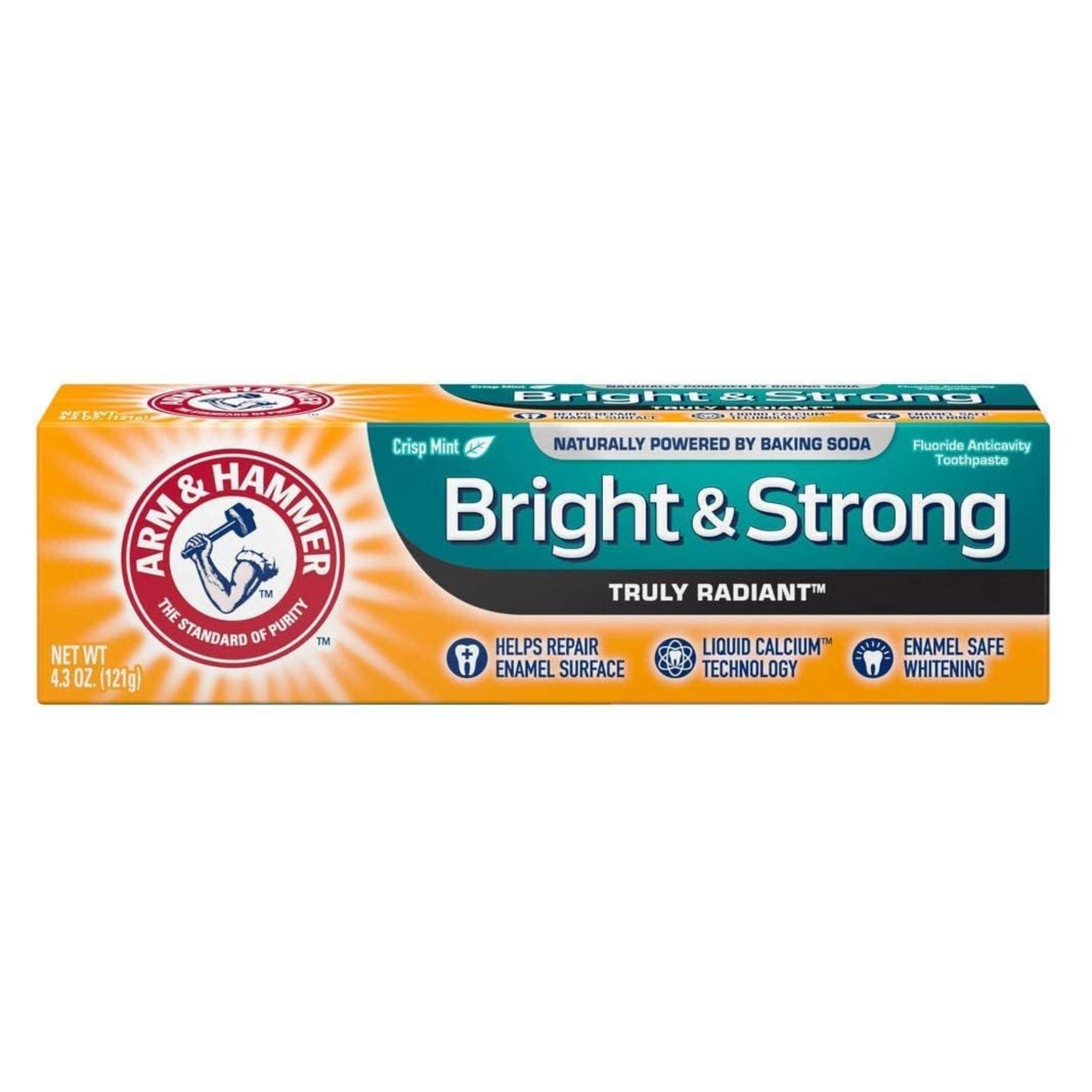 ARM & Hammer, Truly Radiant Whitening & Enamel Strengthening Toothpaste, Fresh Mint Flavor for Daily Oral Care, 4.3oz