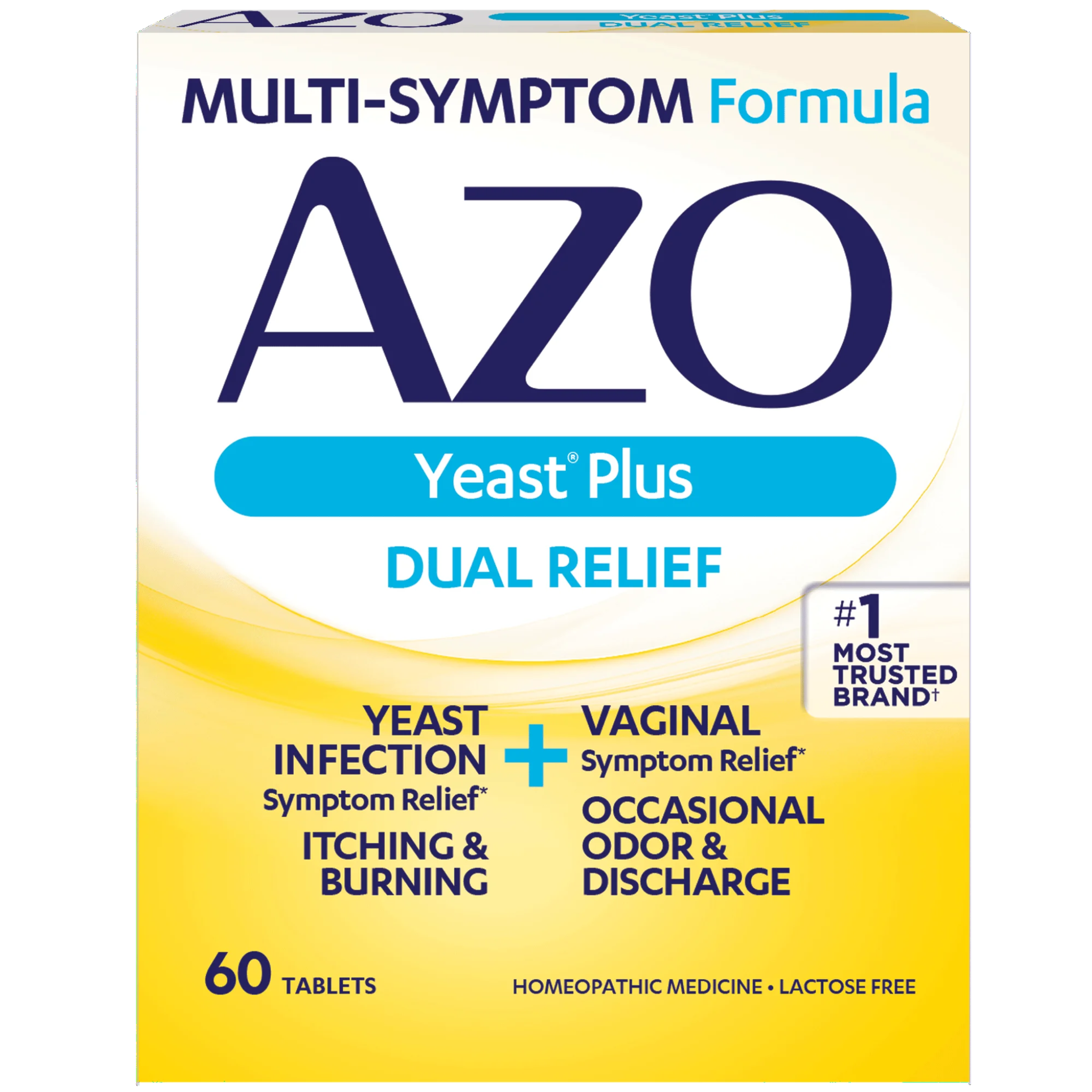 AZO Yeast Plus Dual Relief Tablets, Eligible, Relieves Itching & Burning, 60 Count