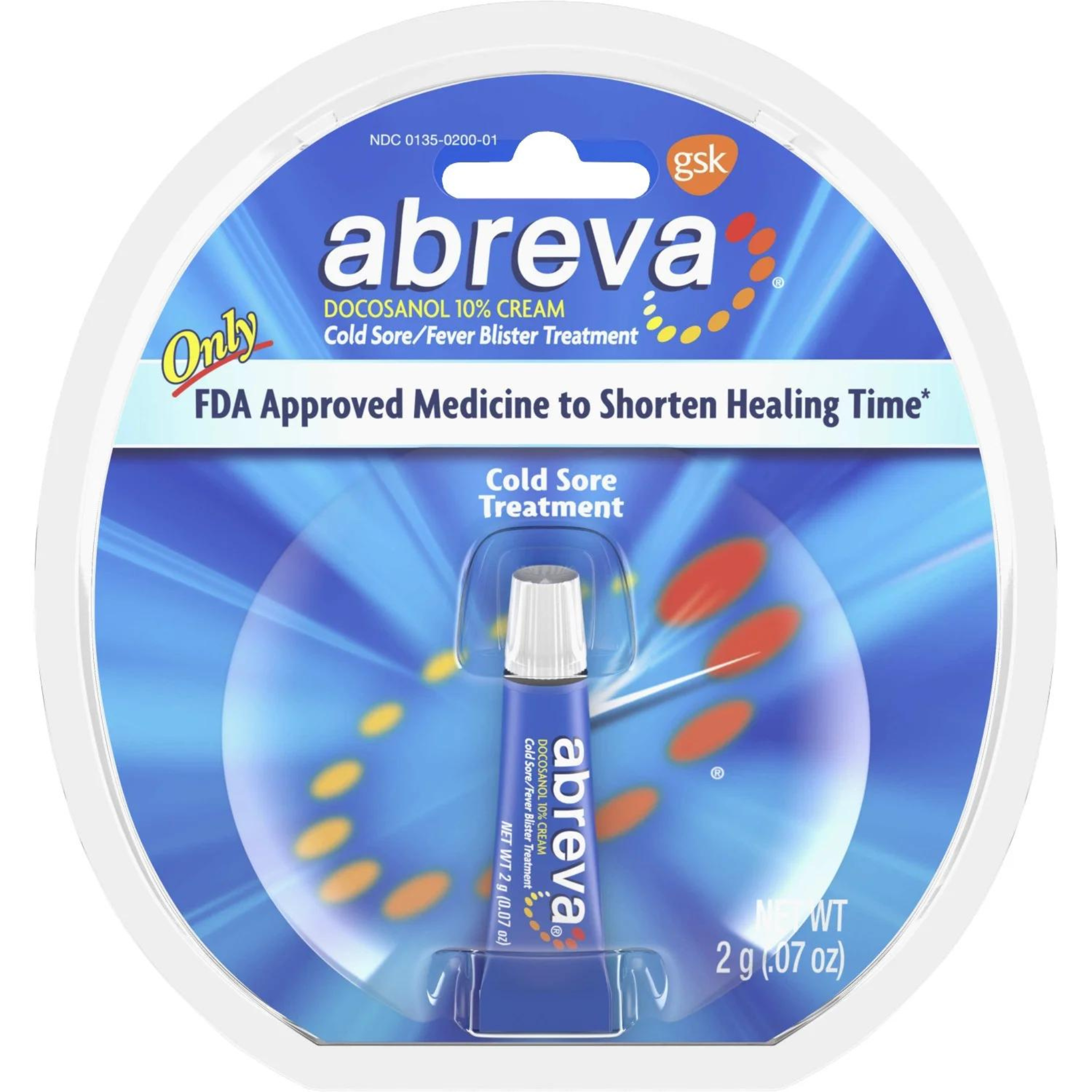 Abreva Docosanol 10% Fever Blister and Cold Sore Treatment, 0.07 oz