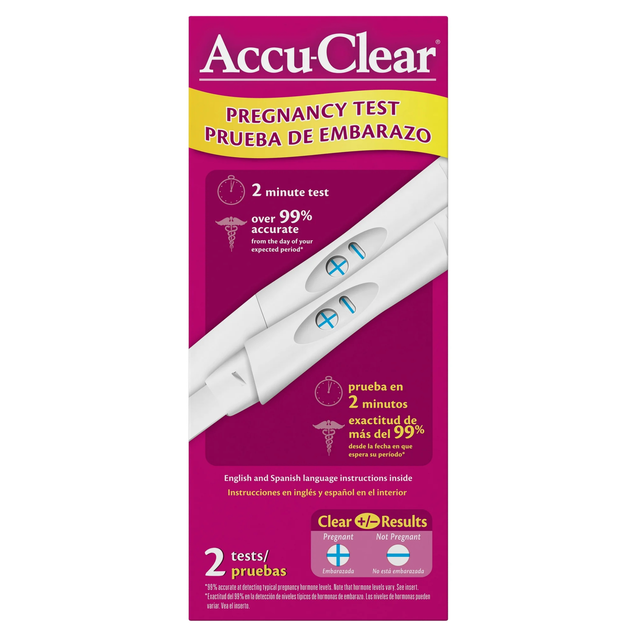 Accu-Clear Early Pregnancy Test Sticks 2 Each - Pharmaful