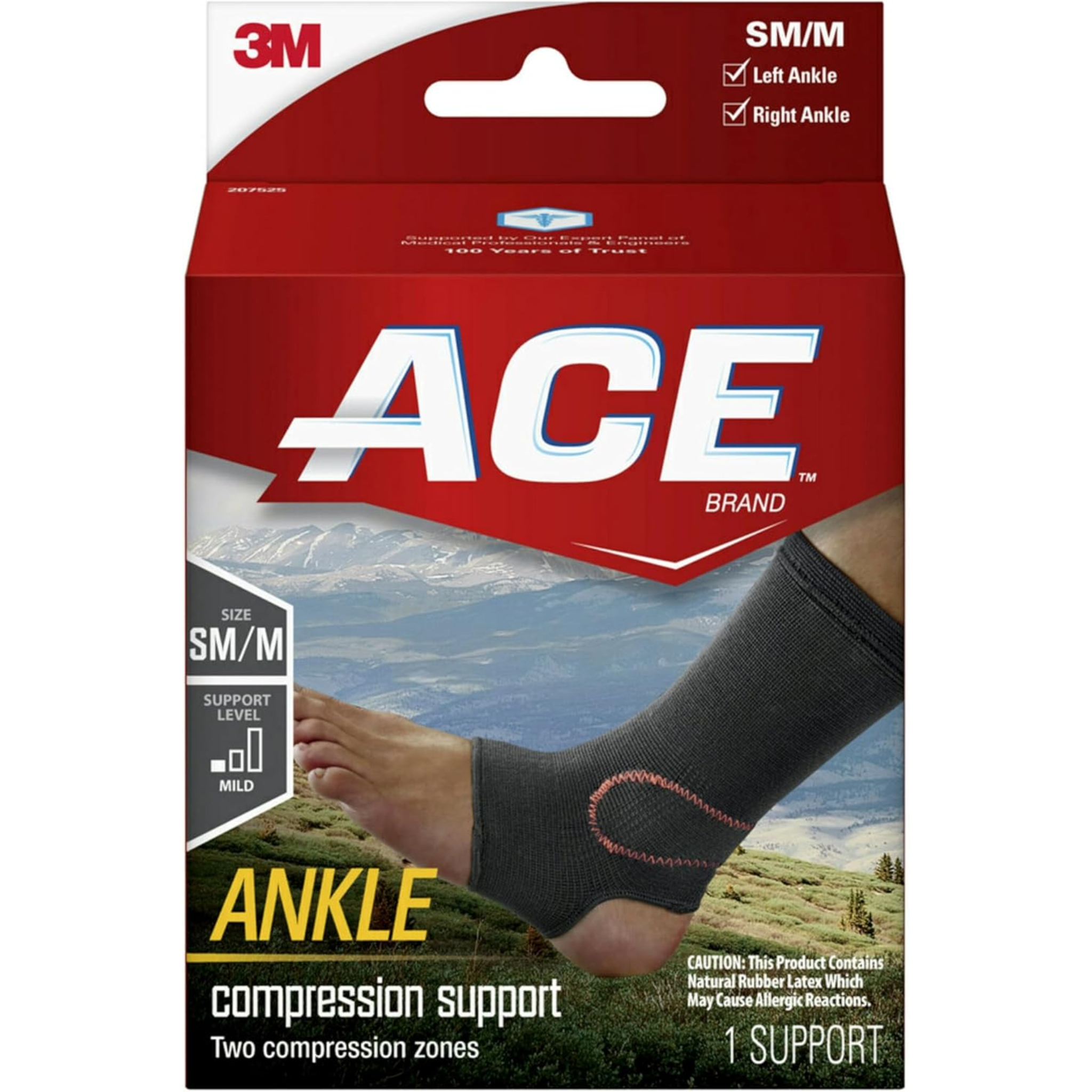 Ace, Compression Ankle Support, Comfortable and Breathable Fit for Stability and Protection, Small/Medium, Black, 1/Pack