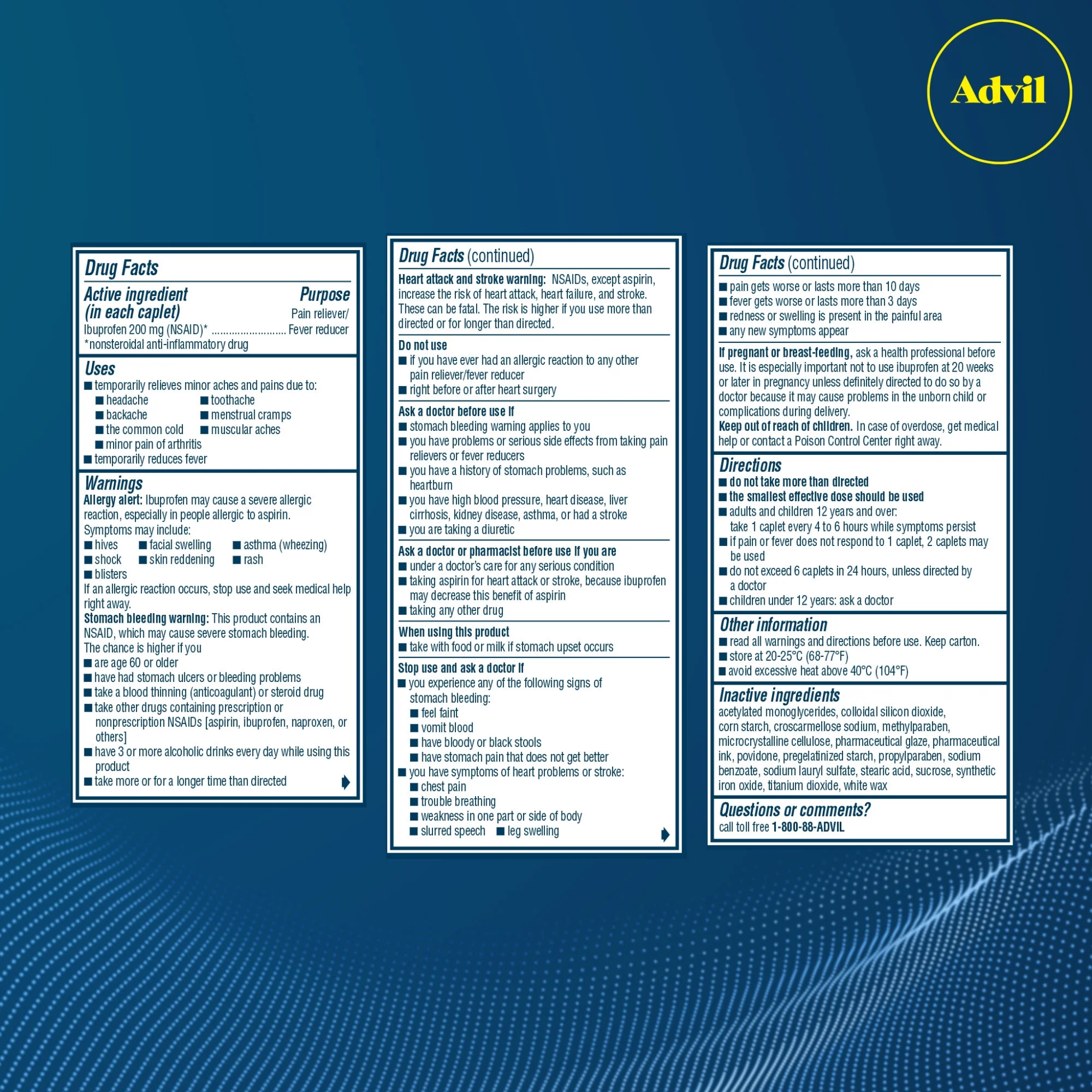 Advil, Pain Reliever and Fever Reducer, Ibuprofen 200 mg Tablets for Muscle and Joint Discomfort Relief, 100 Count