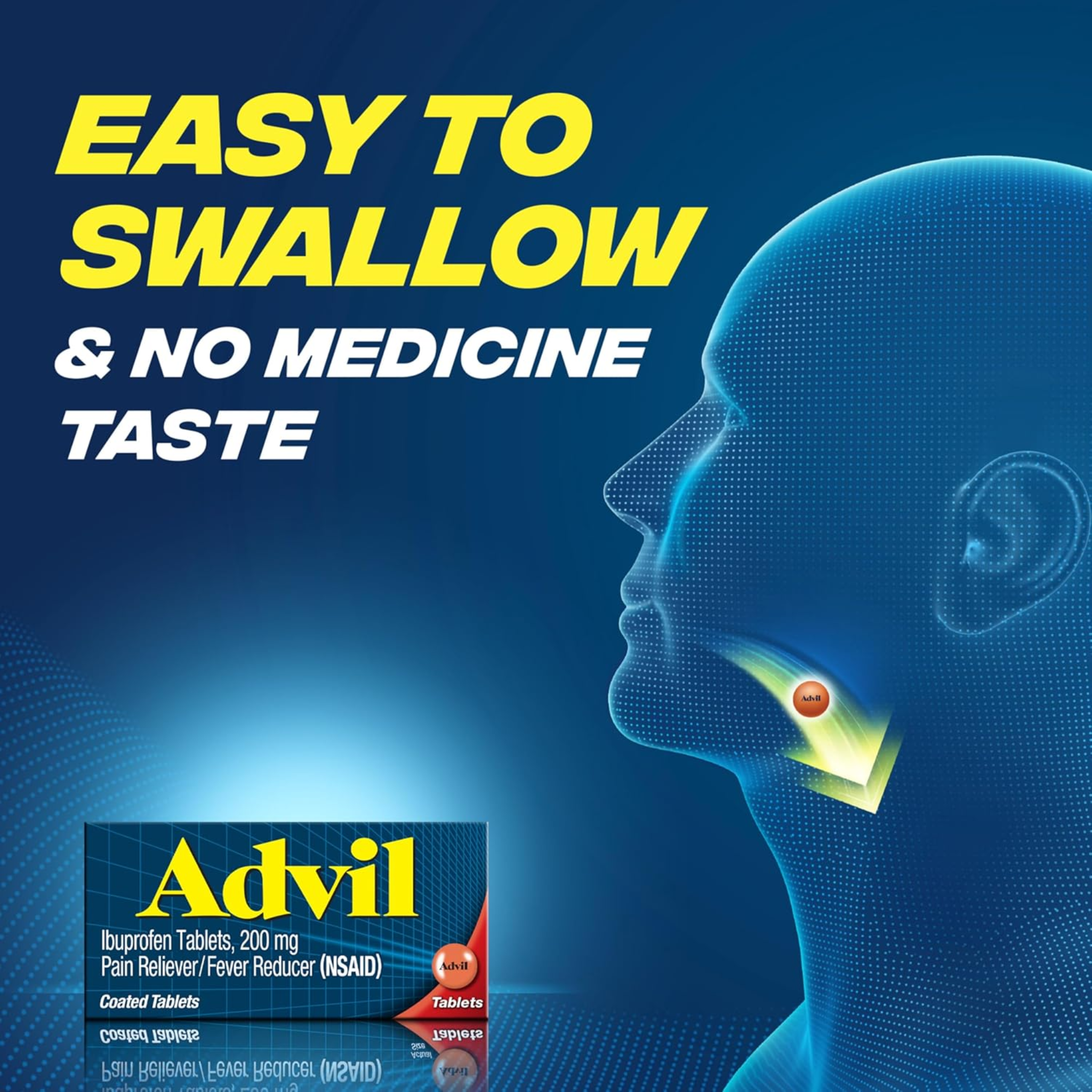 Advil, Pain Reliever and Fever Reducer, Ibuprofen 200 mg Tablets for Muscle and Joint Discomfort Relief, 100 Count