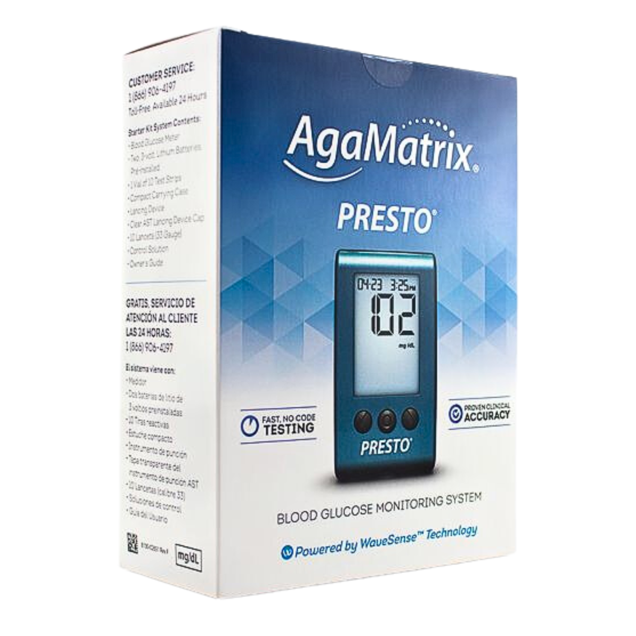 AgaMatrix, Presto Meter Kit, Fast & Accurate Blood Glucose Monitoring System