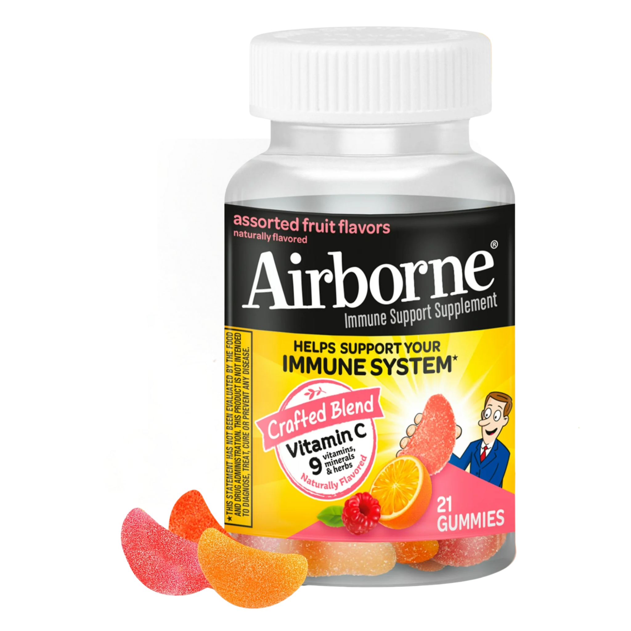 Airborne, 750mg Vitamin C Gummies, Immune Support Multivitamin Supplement, Assorted Fruit Flavor, 21 Ct