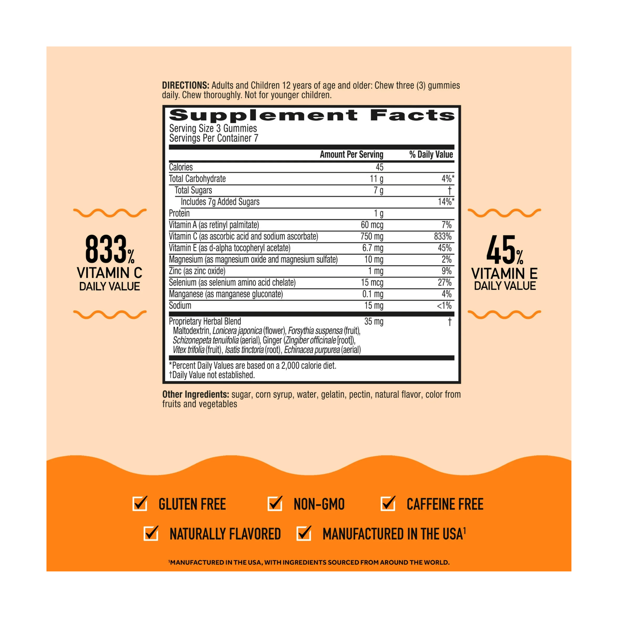 Airborne, 750mg Vitamin C Gummies, Immune Support Multivitamin Supplement, Assorted Fruit Flavor, 21 Ct