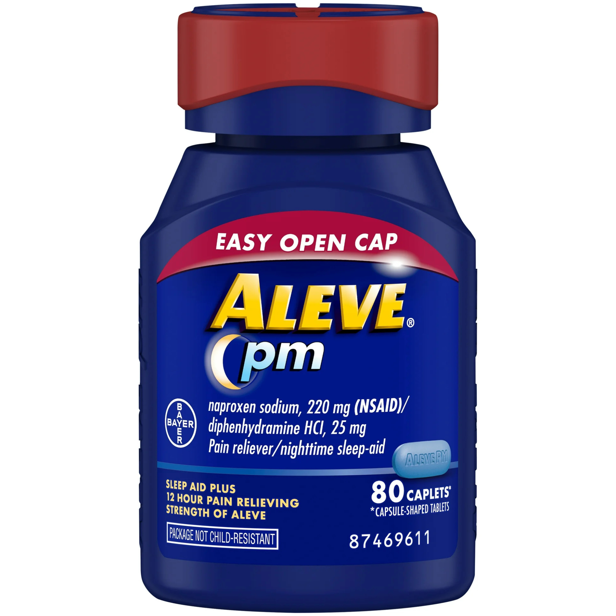 Aleve PM Easy Open Cap Caplets, Pain Reliever - 80 Count
