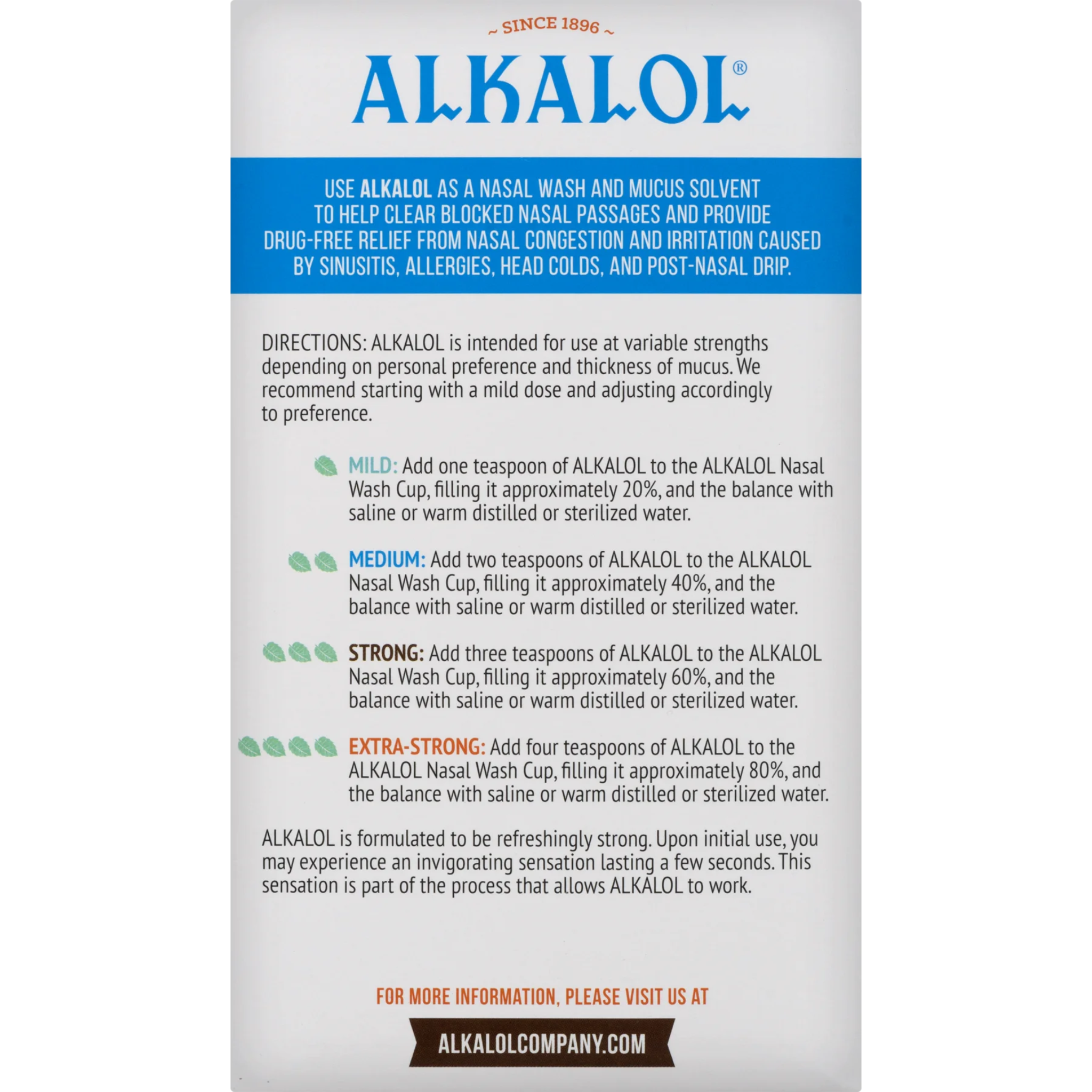 Alkalol Nasal Wash Kit - Mucus Solvent and Cleaner, 16 fl oz