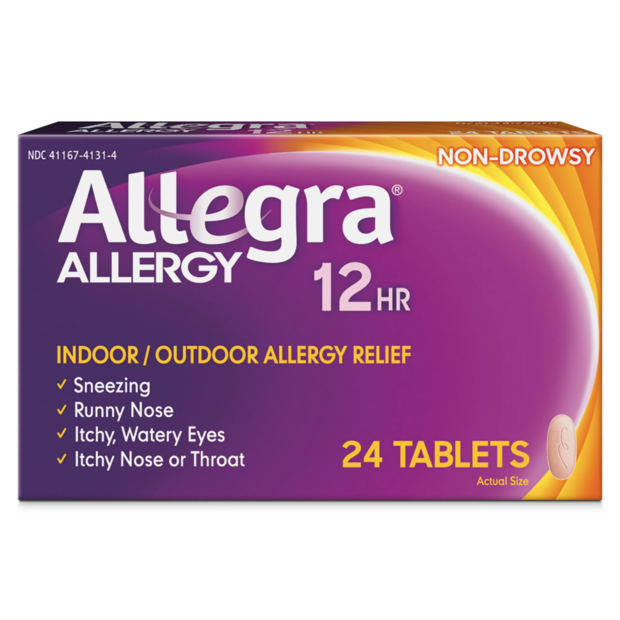 Allegra 12 Hour Non-Drowsy Antihistamine Allergy Relief Medicine, 60 mg Fexofenadine Tablets, 24 Ct
